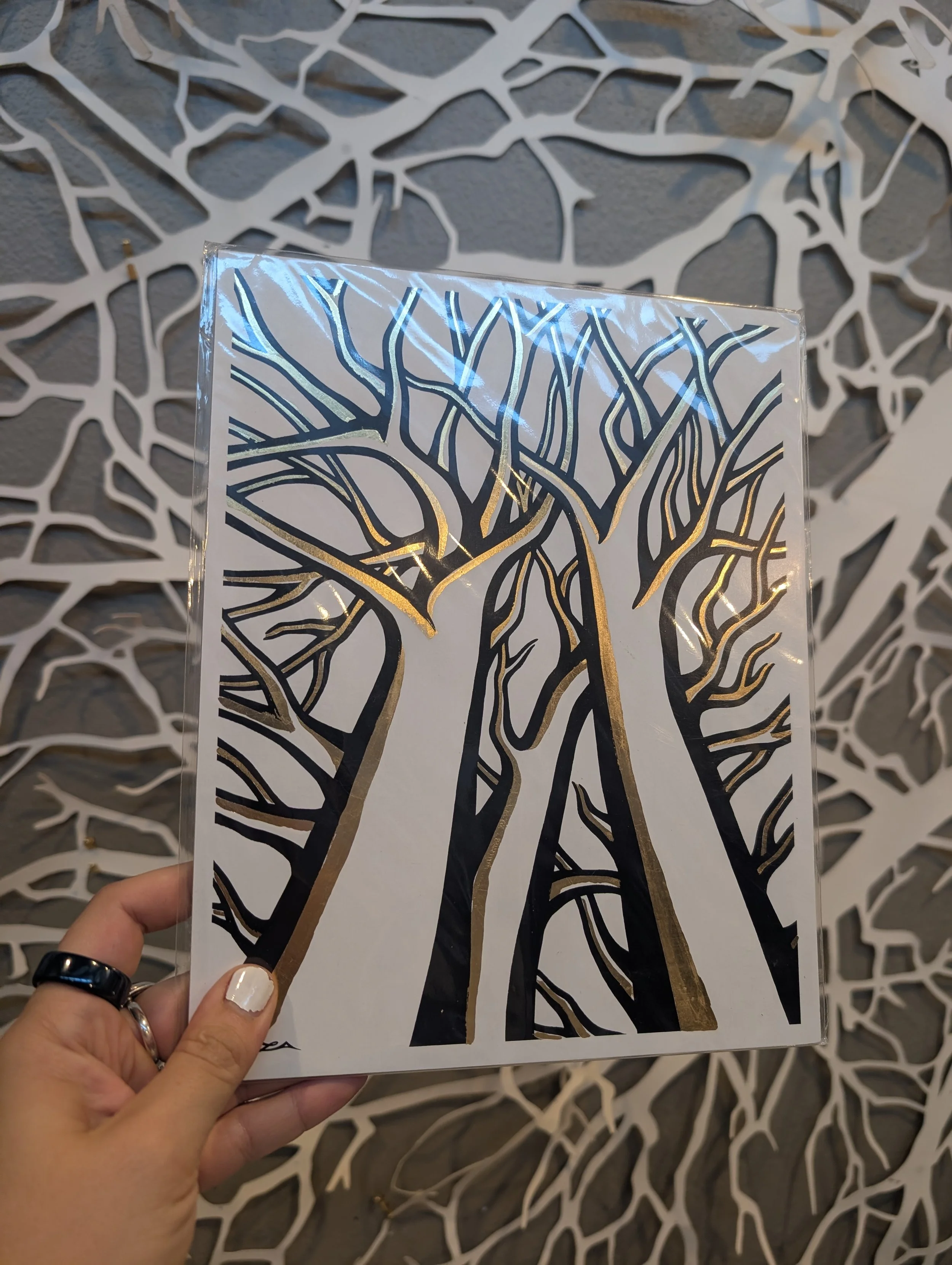 "Guardian Gateway I" - Gold Leaf Art Print