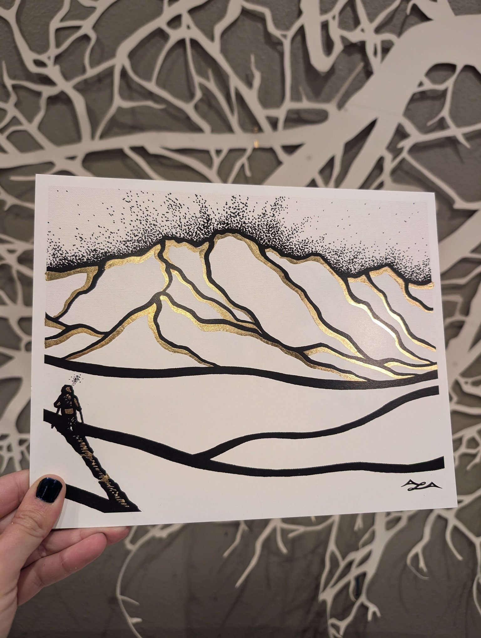 "Before The Dawn" - Gold Leaf Ski Art Print