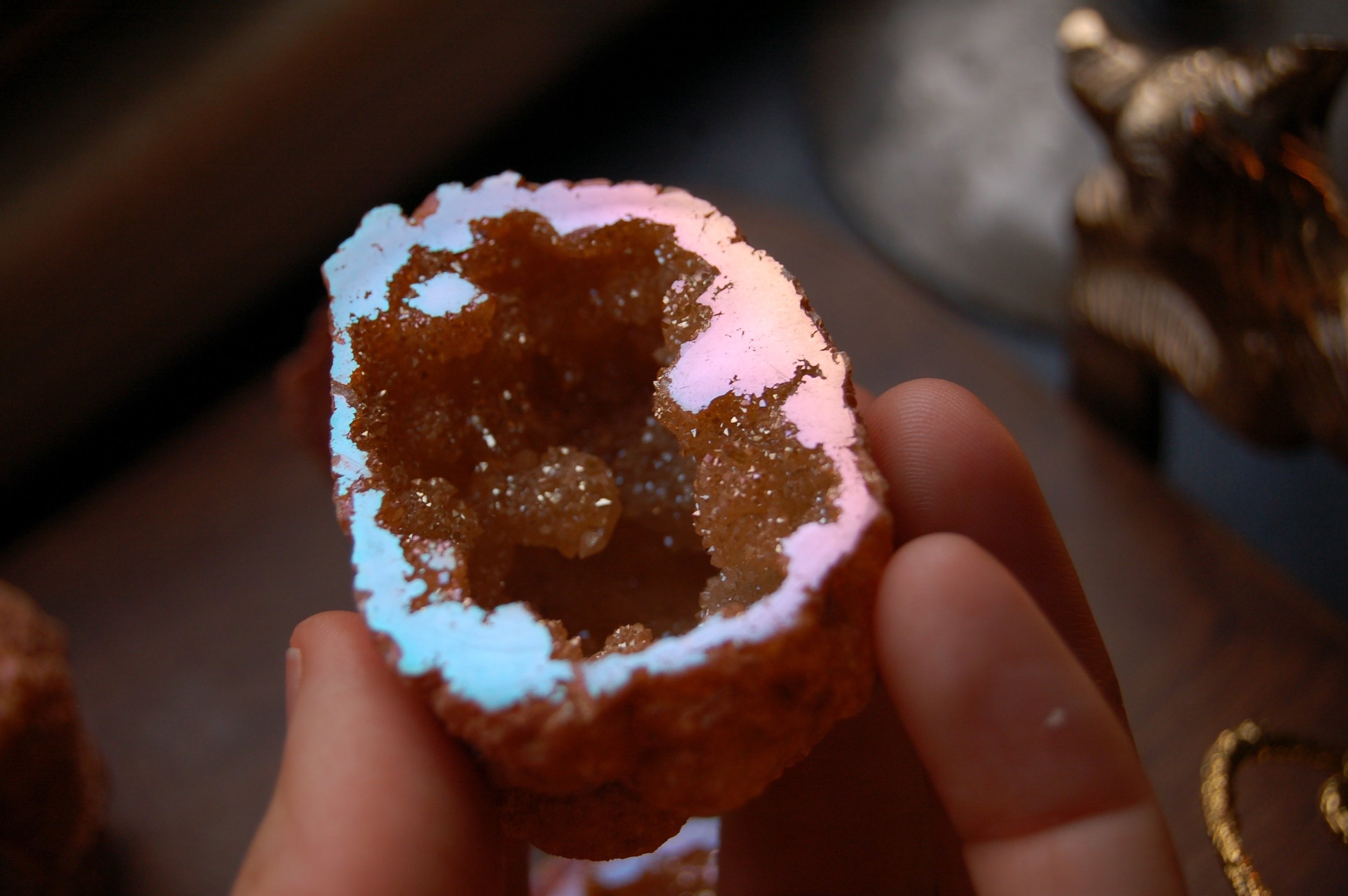 Strawberry Champagne Aura Geode