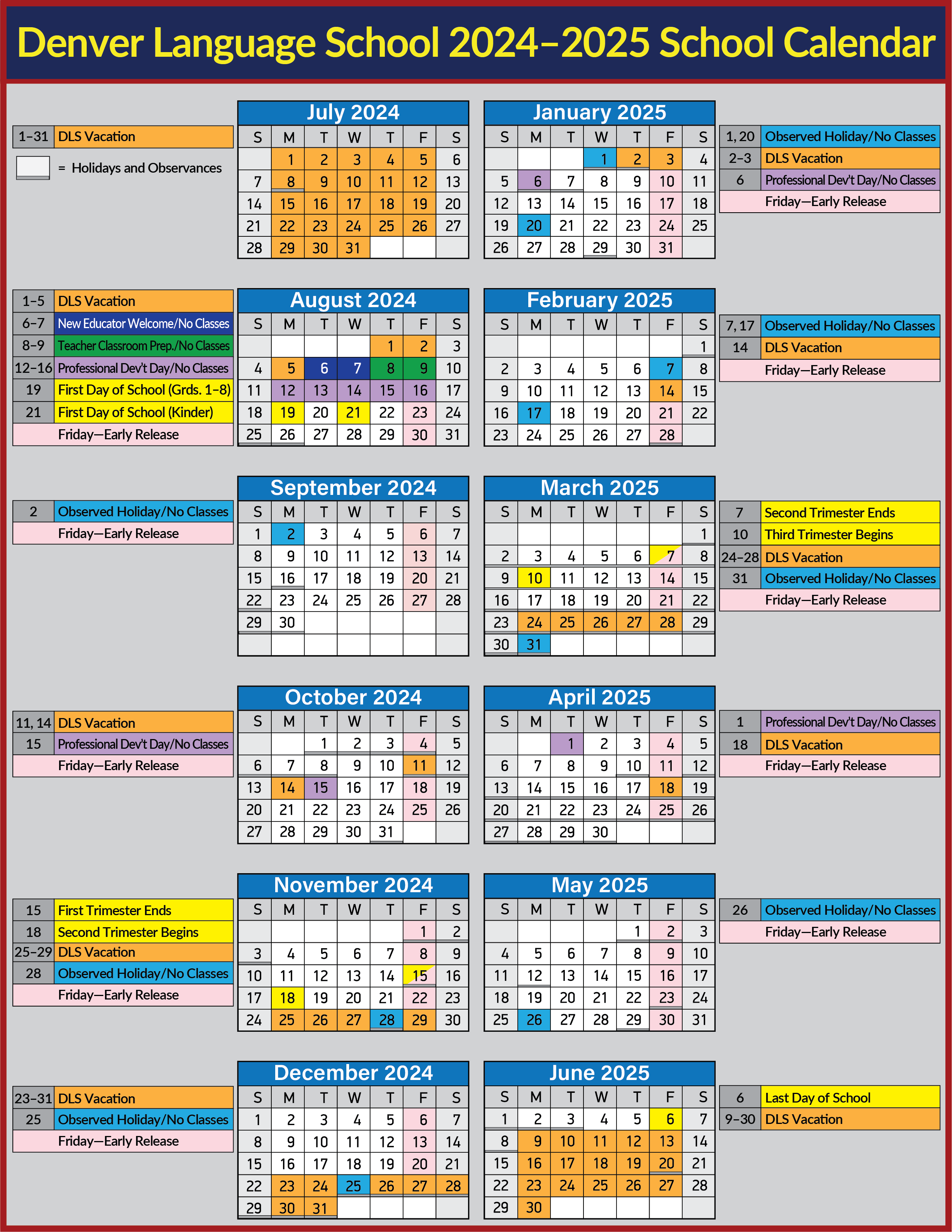 SY2425 Calendar — Language Immersion School Denver Language School