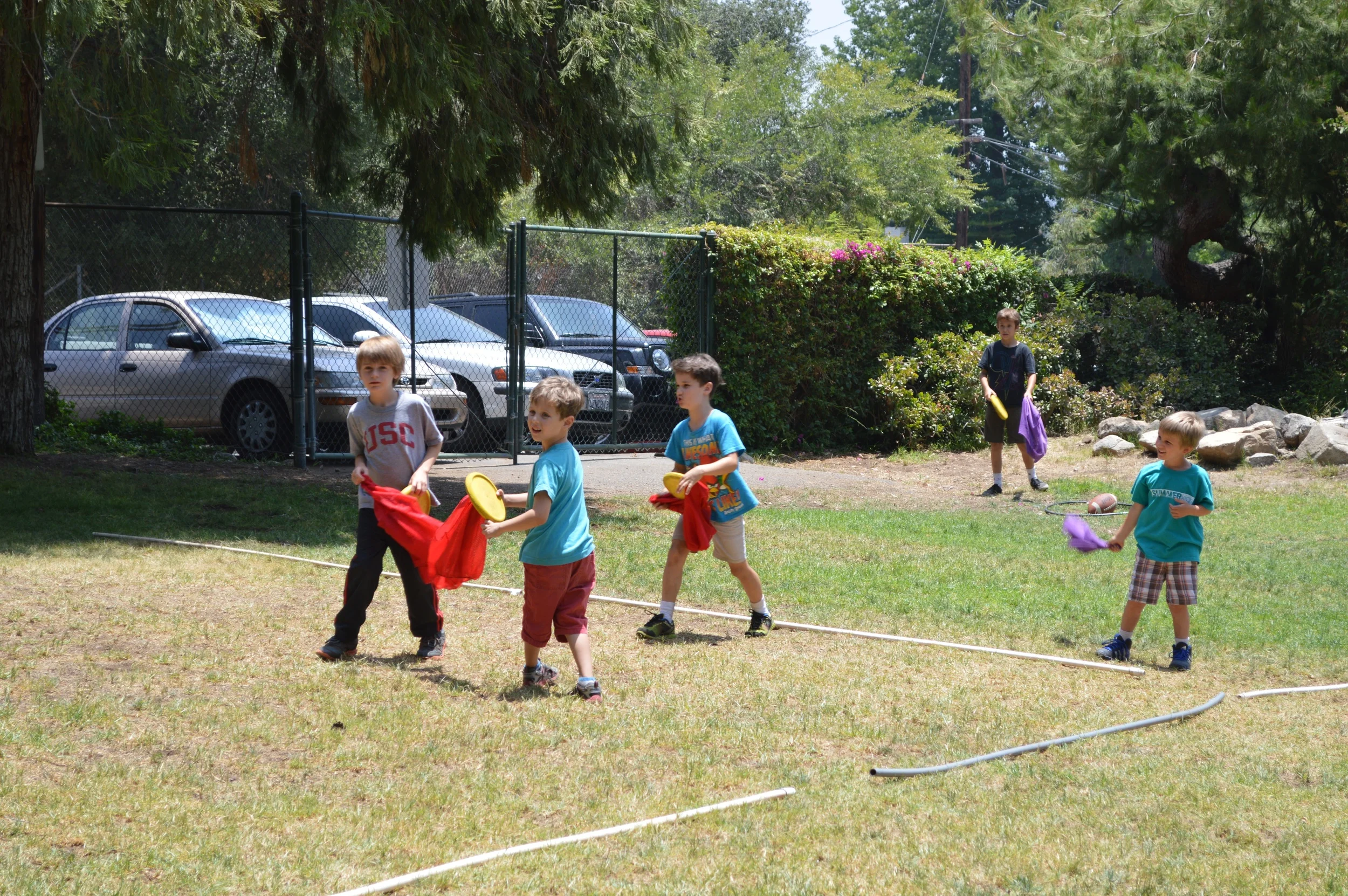 There might be "Four Squares of Doom" (one of our many creative camp games)