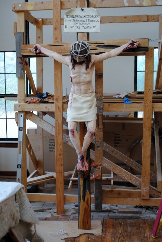 Preliminary build-up to adoration crucifix.
