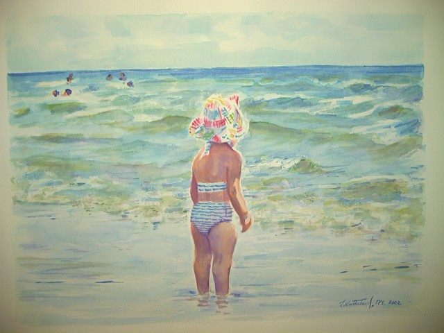 “Windy Day At the Shore” , Watercolor on Arches, 16.5”X11.75”