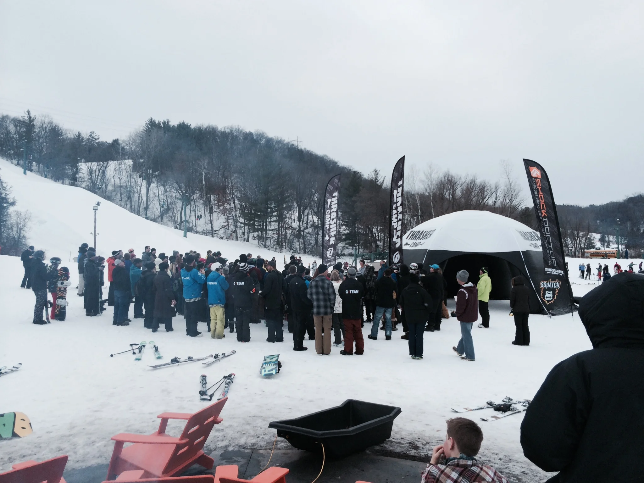 Awards ceremony crowd at Afton Alps Slopestyle 1/24/15