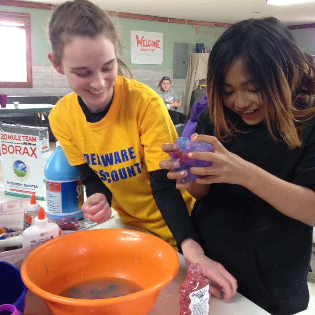 Melissa making flubber with Ale-cat