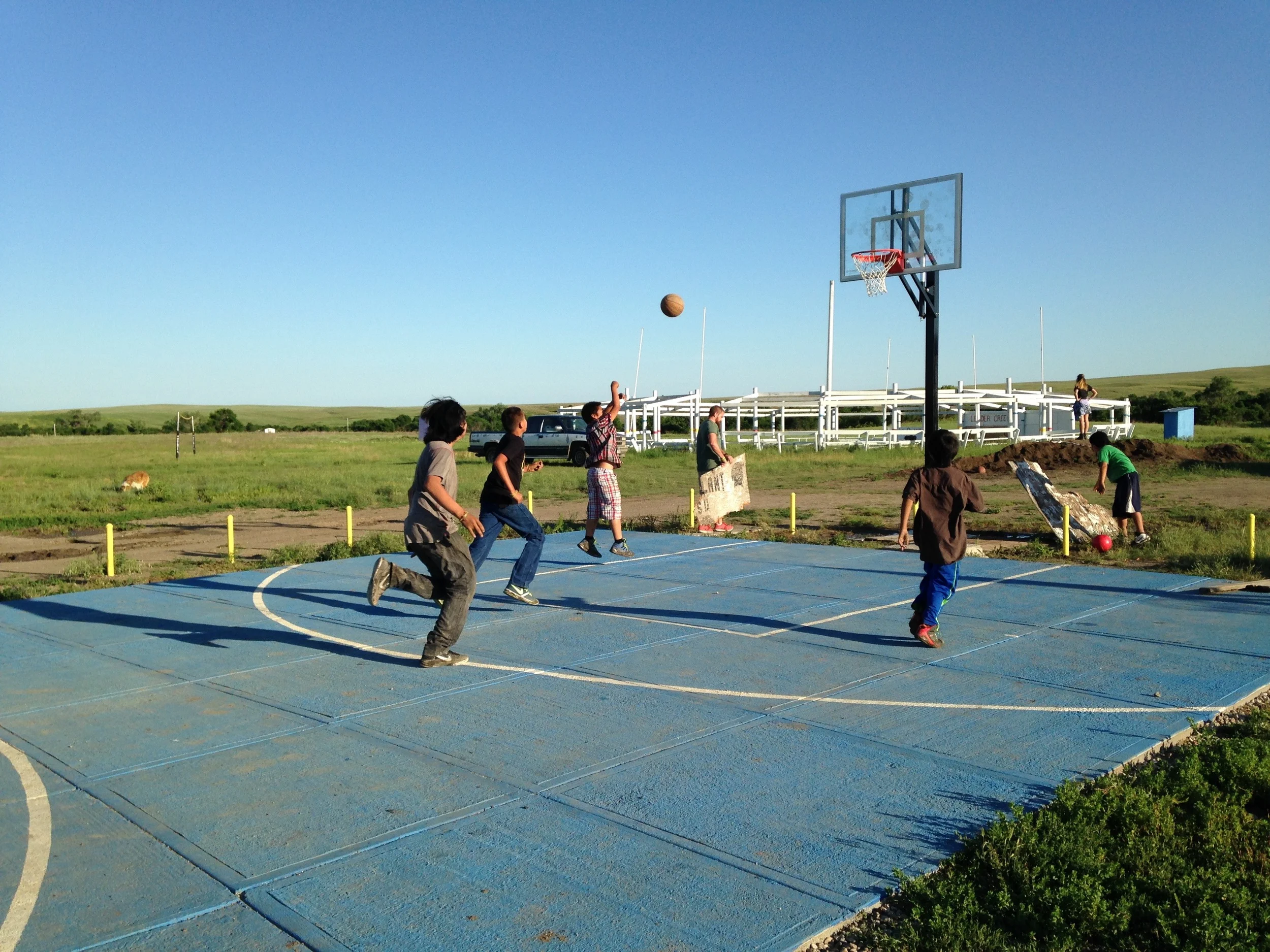 Basketball remains the go-to activity with the kids! (E. Russell, La Plant, June 2015)
