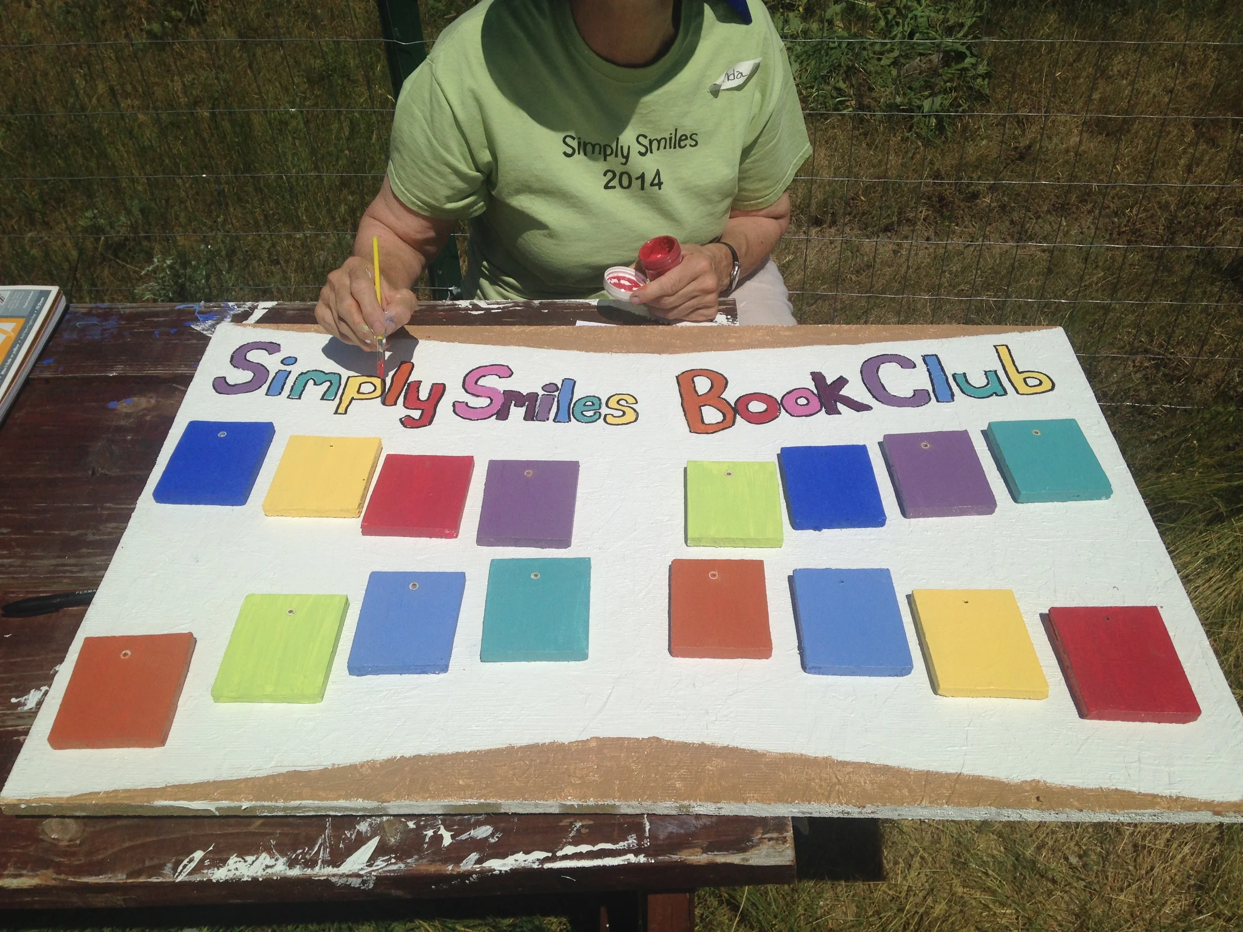 A new sign is created to celebrate Book Club milestones! Each book completed will be marked on the Book Club board! (A.Gross, La Plant, July 2015)