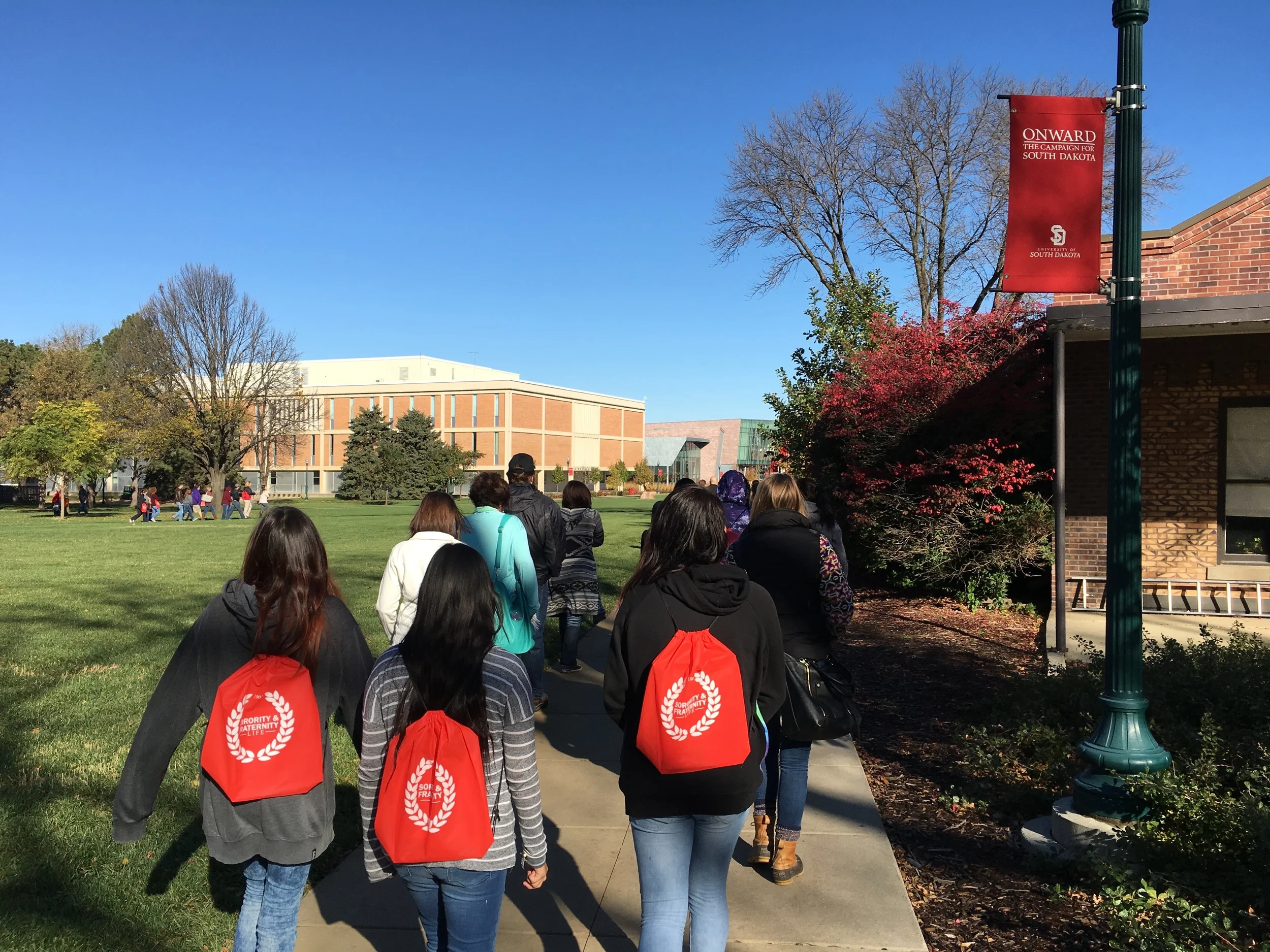 The students from the Reservation take a tour of the University of South Dakota campus. (October 2015)