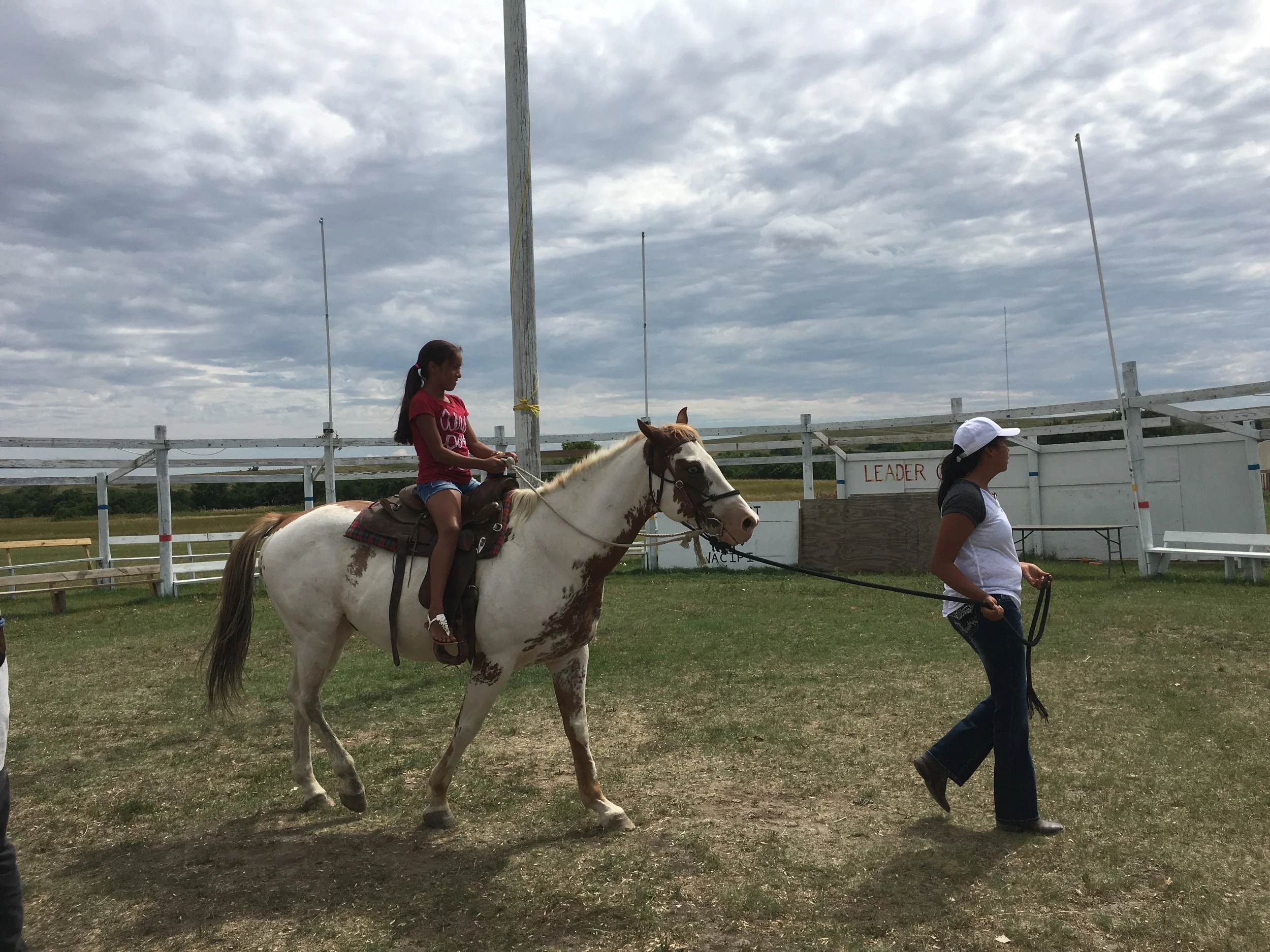 Learning about horses - and taking a spin! - at camp on Monday! (La Plant, August 2016)