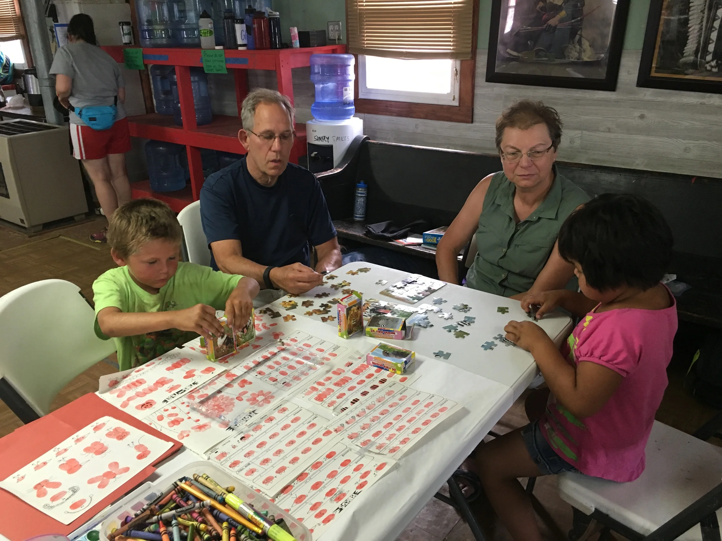 Intense puzzle piecing and getting crafty at camp!