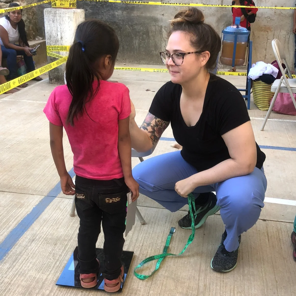 Volunteer and nurse Colleen at the medical clinic and food distribution in Oaxaca in December 2018.