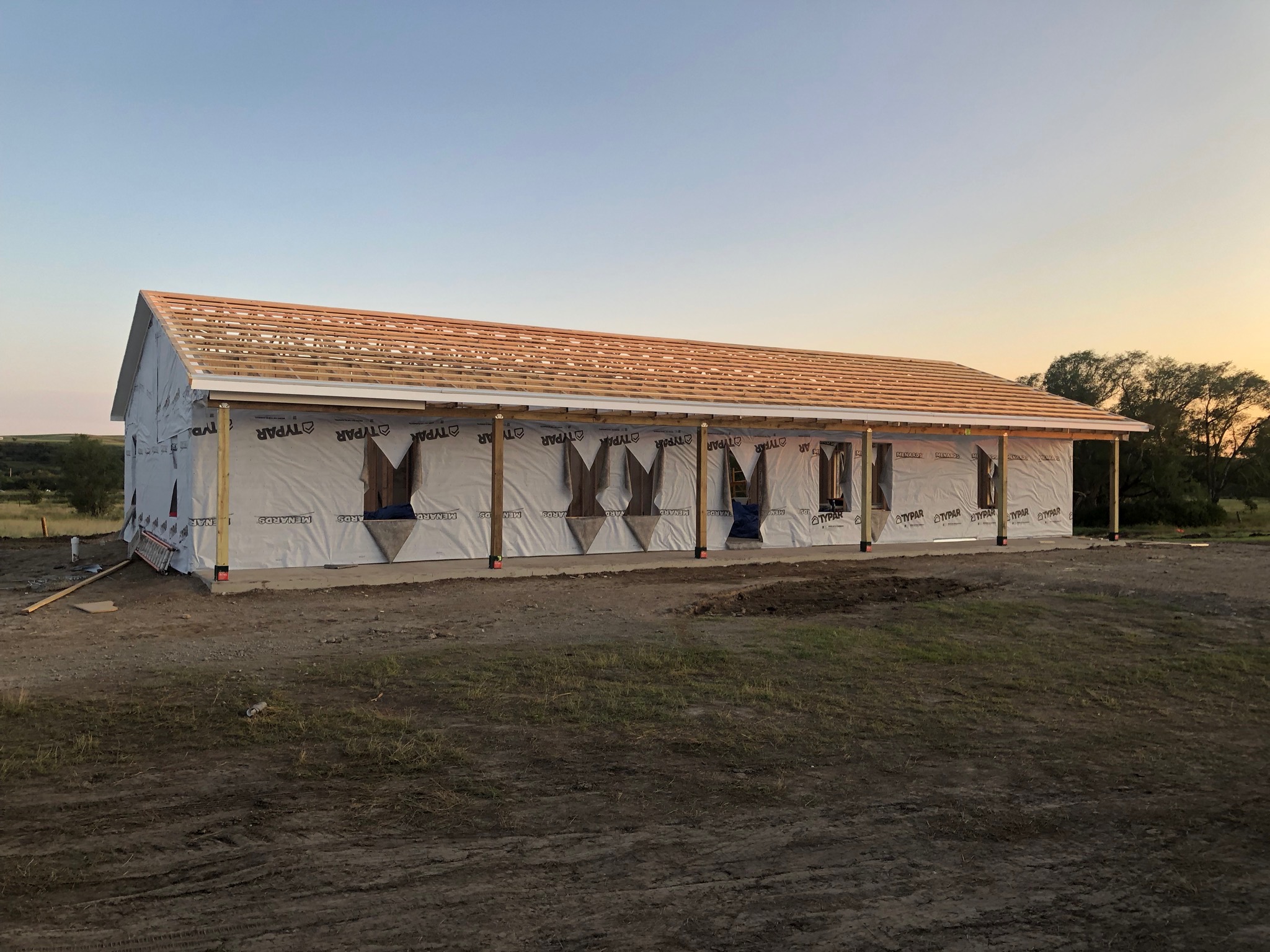 8/17/19: Significant progress has been made, including the installation of wrap on the exterior walls and preparing for insulation.