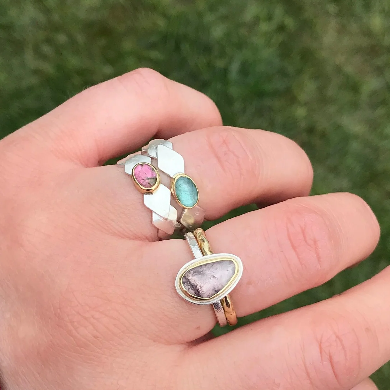 erin deluca pink tourmaline emerald corona ring