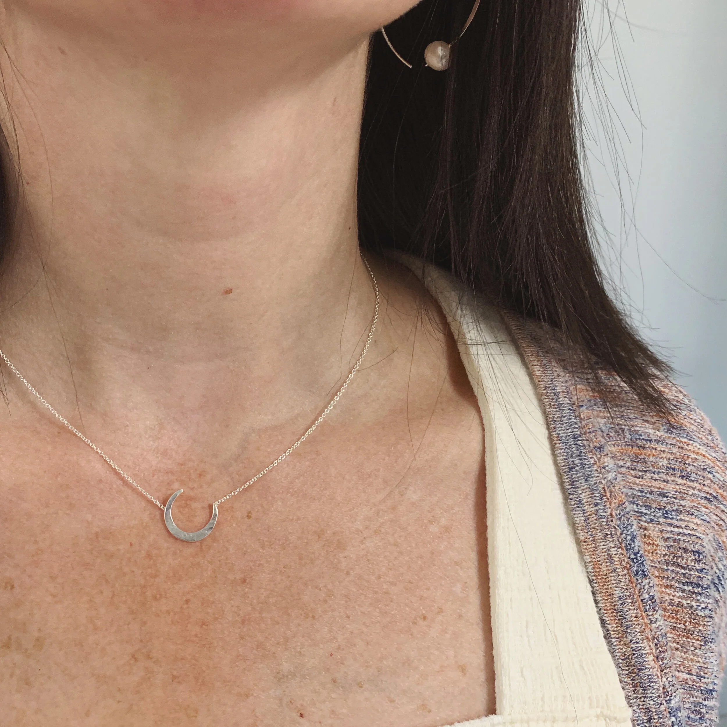 Silver Crescent Necklace Erin DeLuca Jewelry