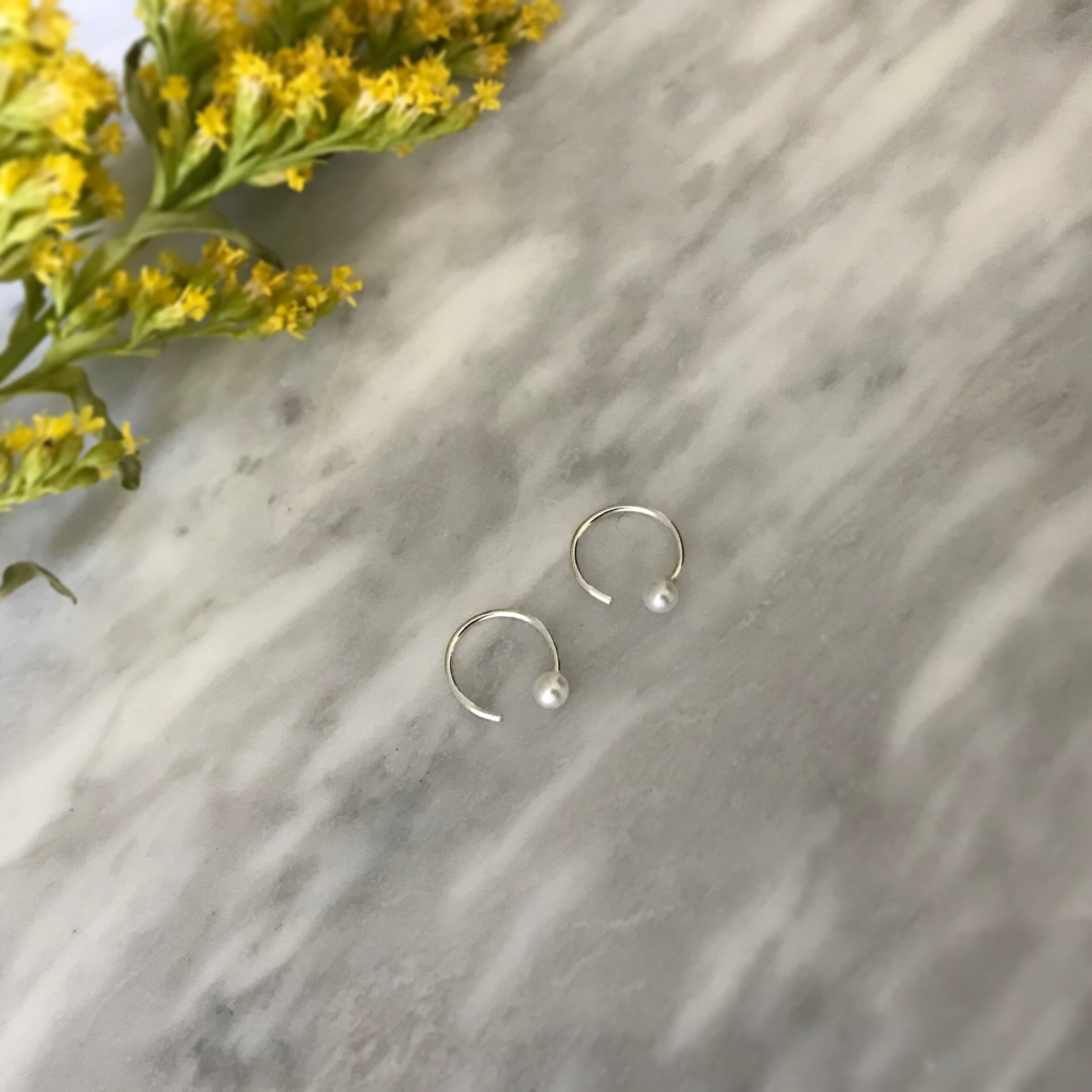 Erin DeLuca Jewelry Pearl Huggies