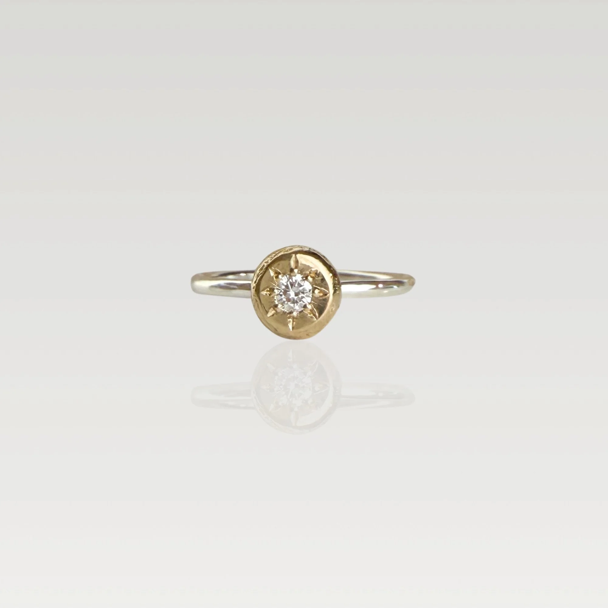 Erin DeLuca Jewelry 14k and silver diamond starburst ring