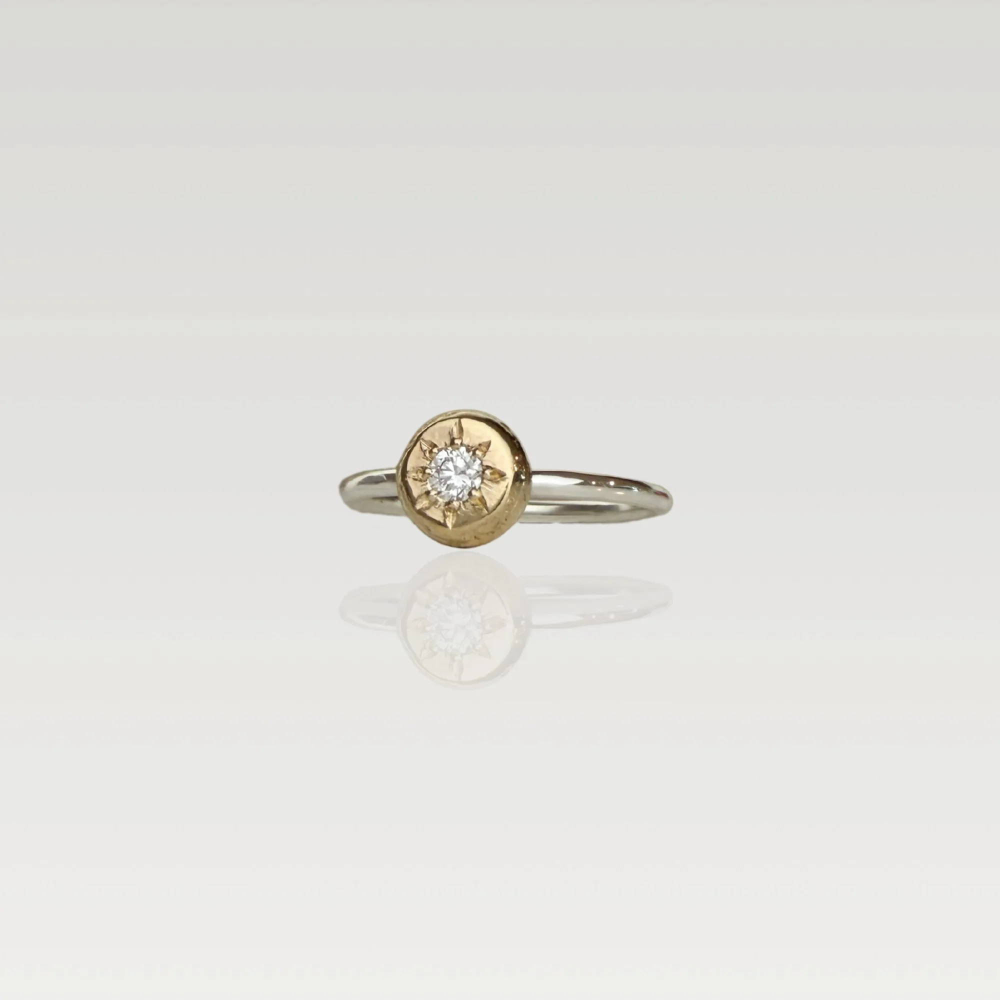Erin DeLuca Jewelry Winter14k and silver diamond starburst ring