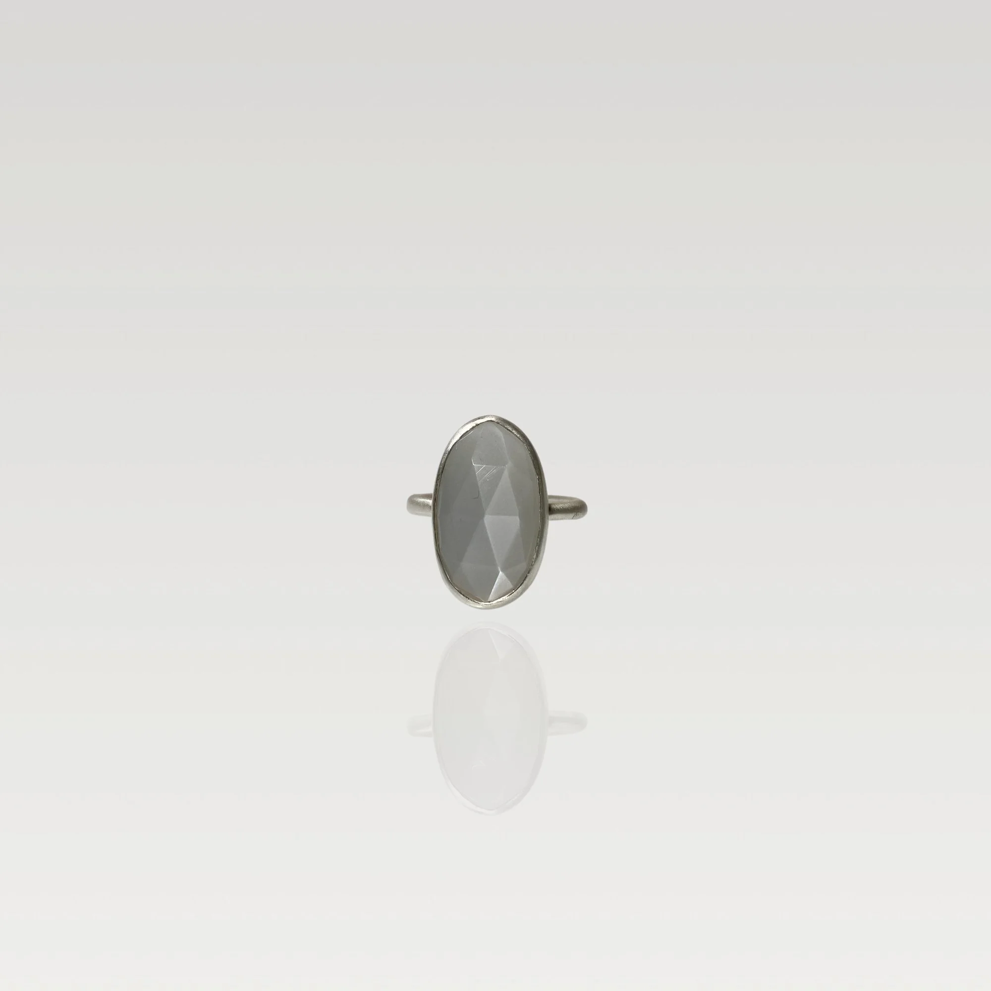 Grey Moonstone Ring  in silver