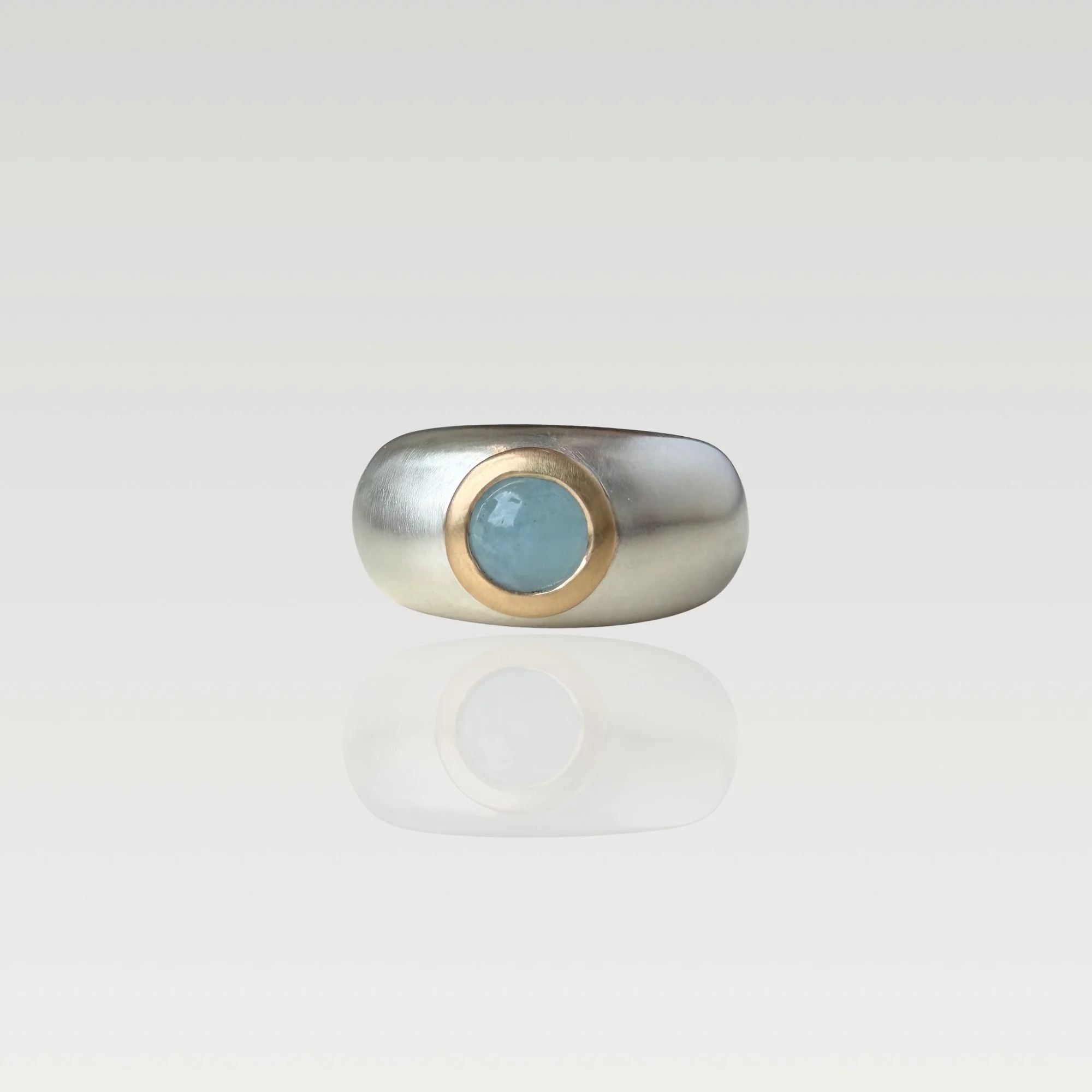 Erin DeLuca Jewelry Silver and 14k Aquamarine Dome Ring