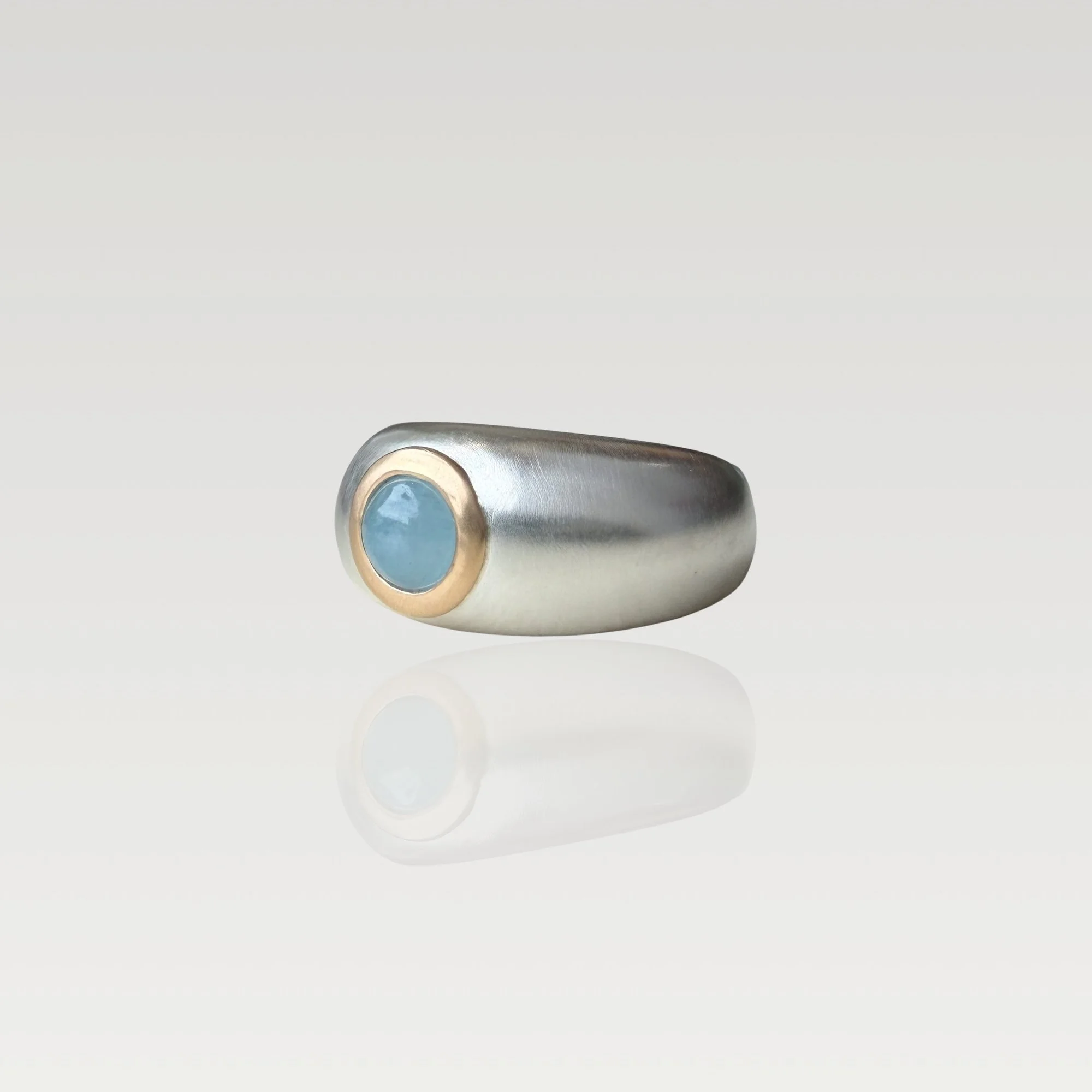 Erin DeLuca Jewelry Silver and 14k Aquamarine Dome Ring