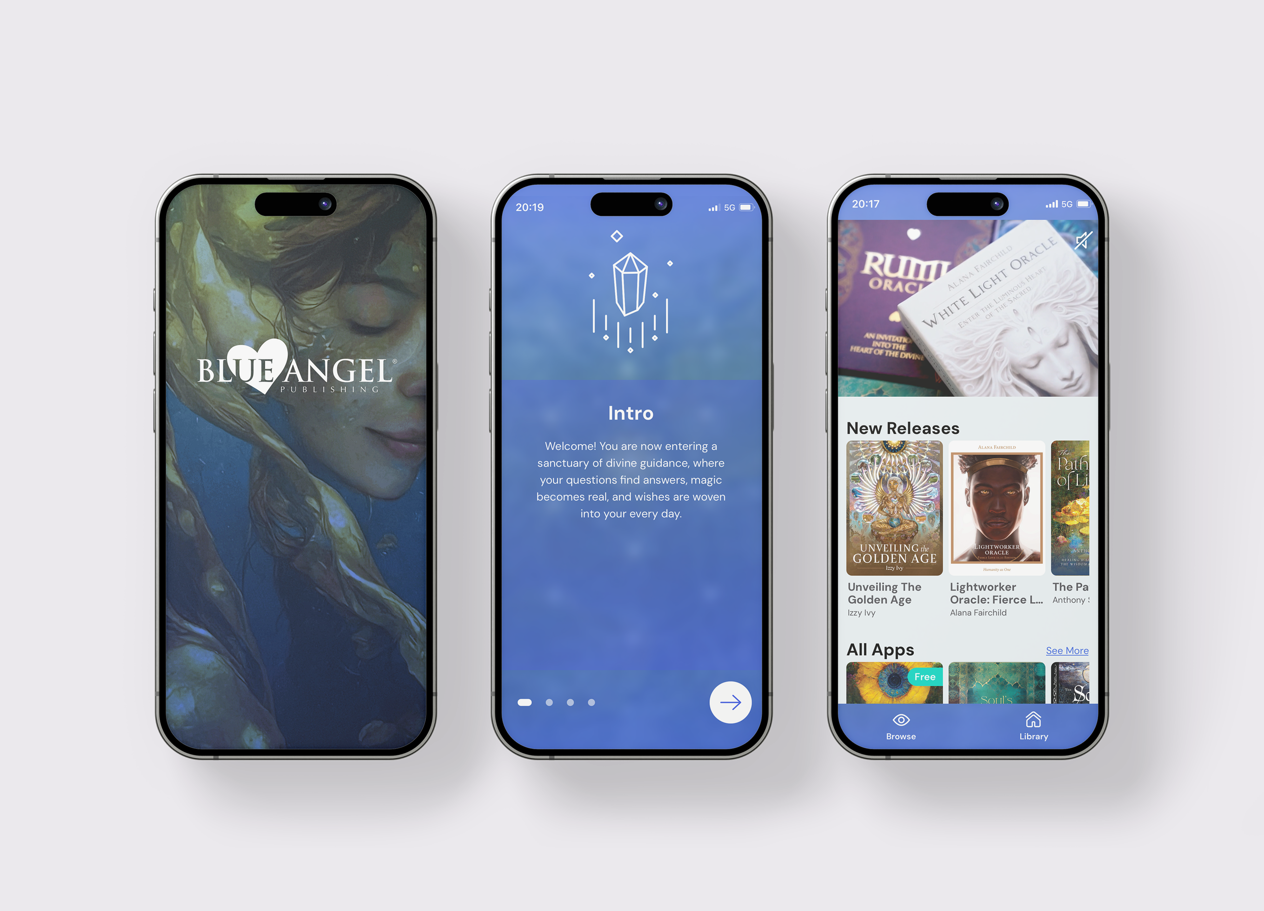  App design for  Blue Angel Publishing by Oracle Card App , an Australian book publisher. 