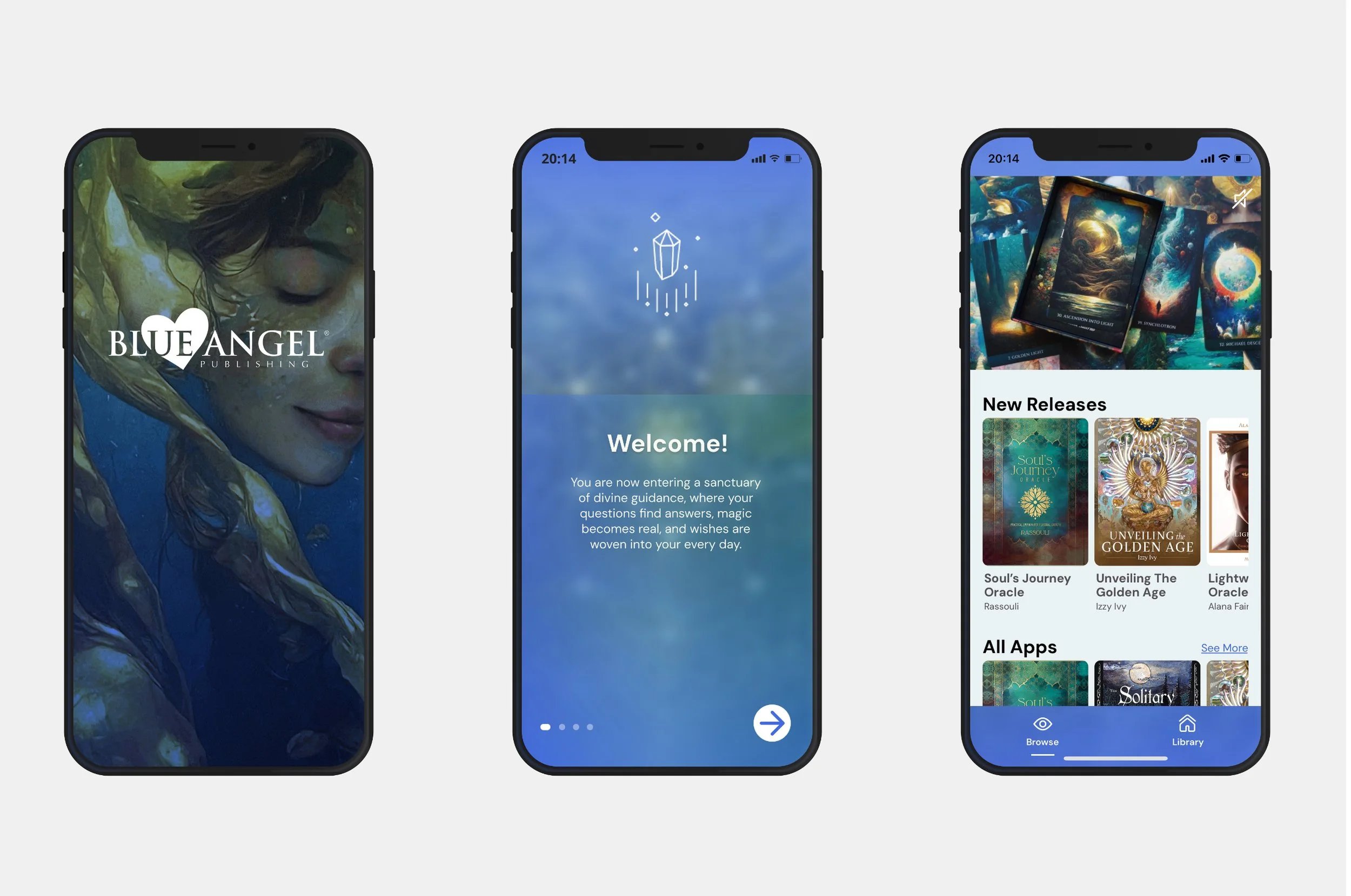  App design for  Blue Angel Publishing by Oracle Card App , an Australian book publisher. 