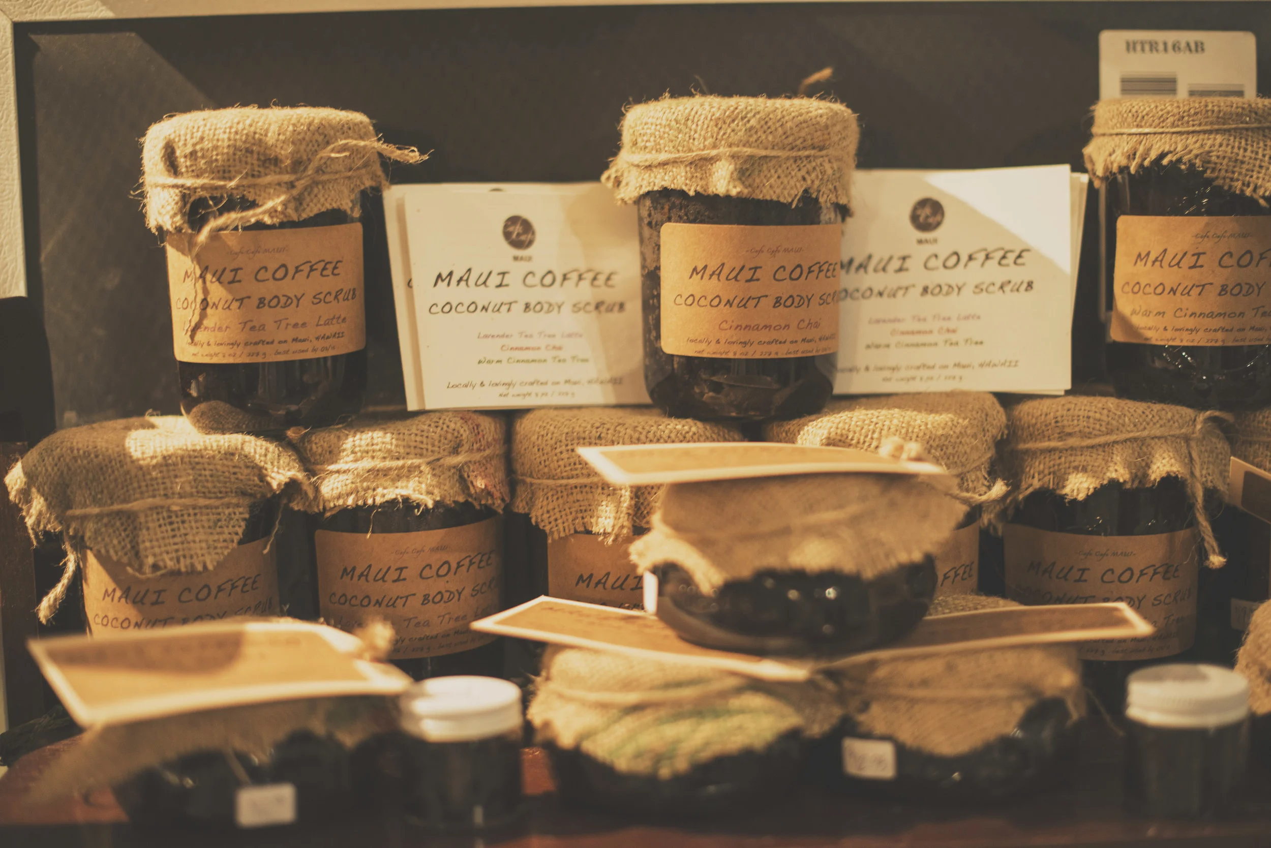 Buy local products. These body scrubs are made from left over coffee grinds. All natural ingredients. No perfumes or dye. 