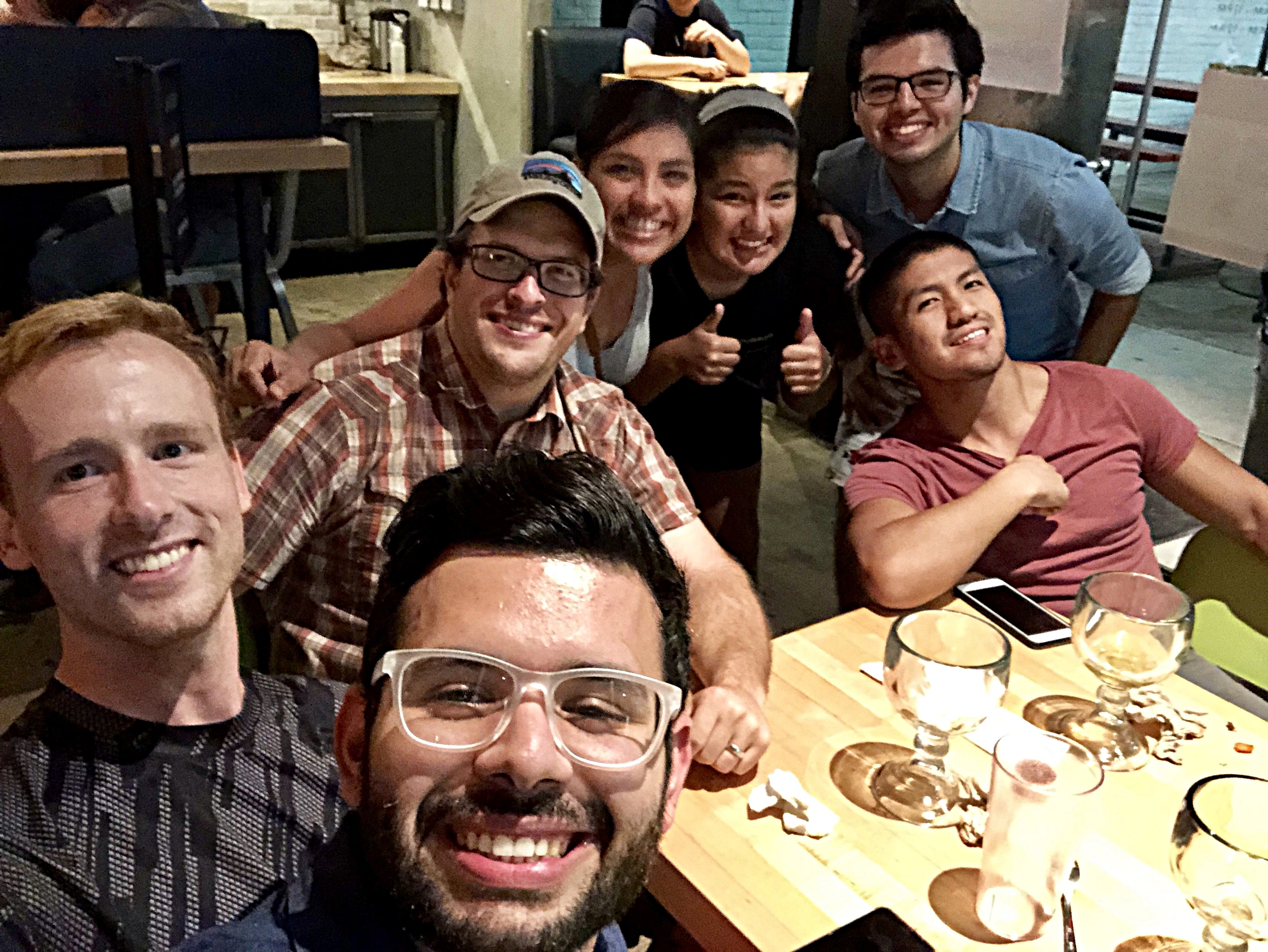  Lab dinner at Hop Doddy to wish Abiud well back at college and to celebrate Carlos joining the lab. Alex Herman was missed! Summer 2018. 