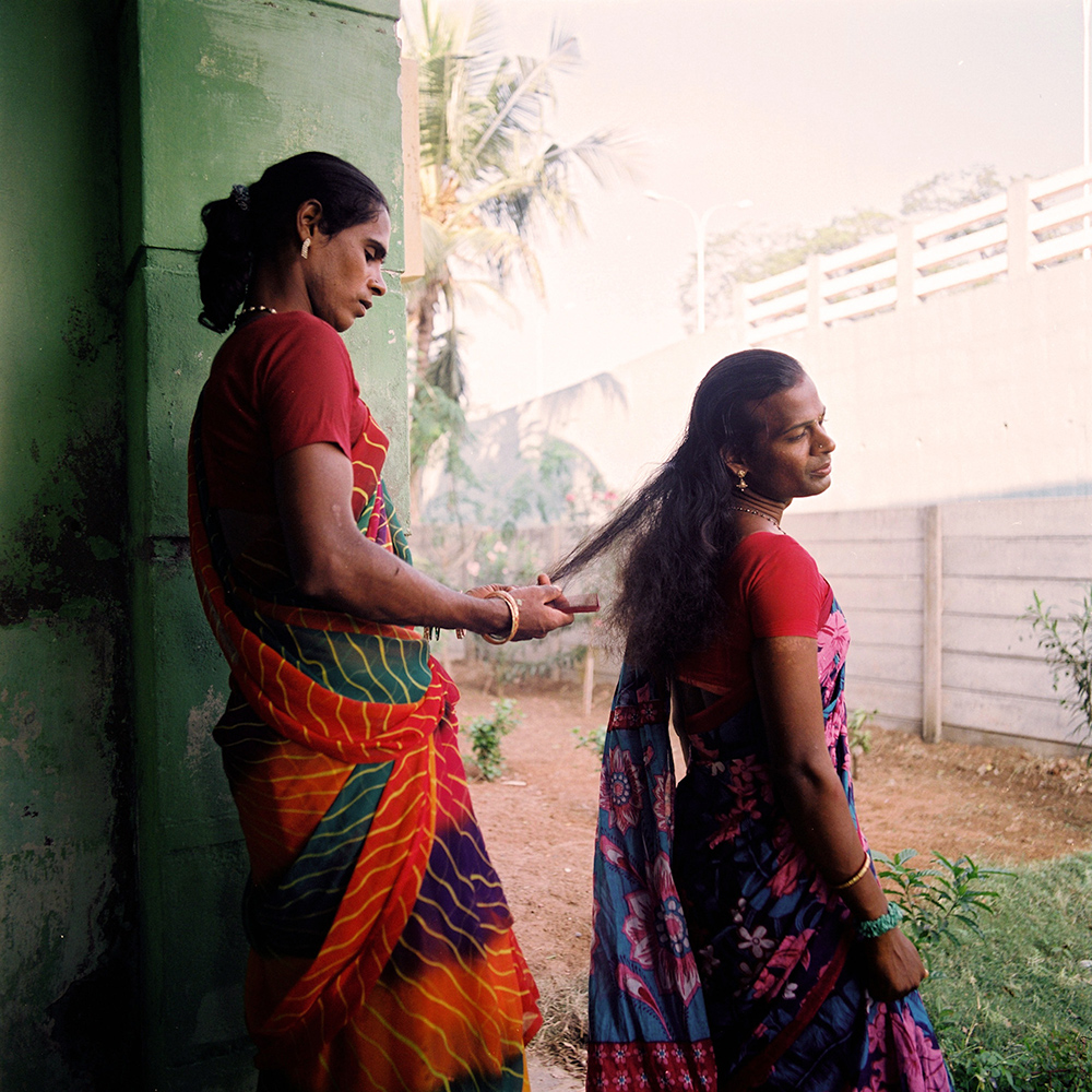   Two daughters of Sheethal get ready for a function celebrating Sheethal’s first birth  - day – marking one year after her gender-reassignment (“bottom”) surgery. Pondicherry, November 2013.&nbsp;  