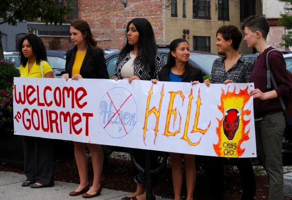 Press Conference calls for an end to wage abuses by Gourmet Heaven