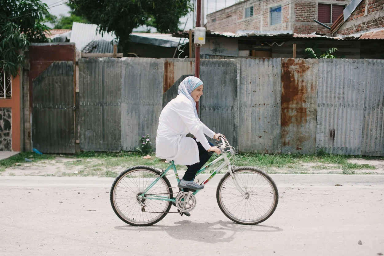 In the picture: Sara rides a bike in Nicaragua.