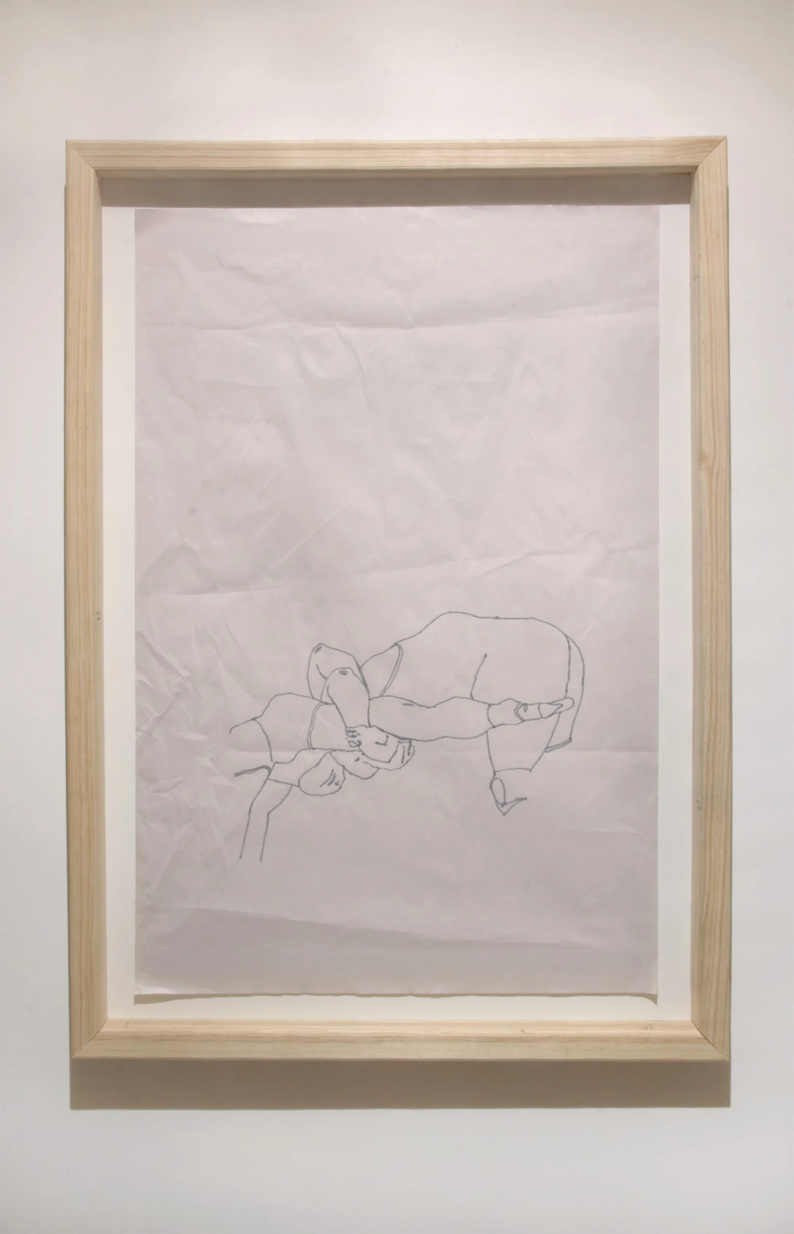 Wrestlers (drawings) , ink on paper, structural timber and glass. Collaborative work with Llewellyn Millhouse .