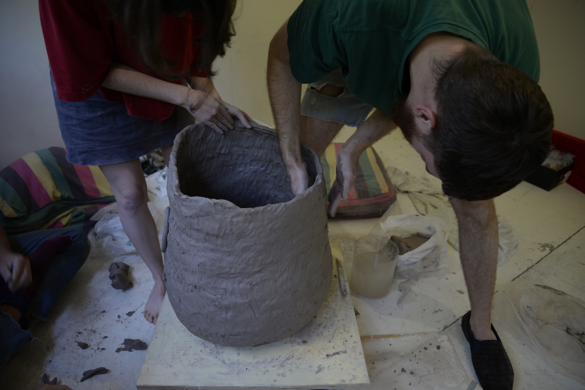   Vessel Construction Workshop , collaborative work with Bridie Gillman and Kylie Spear. Hosting workshops with 6 people attempting to build a clay vessel as a group. 