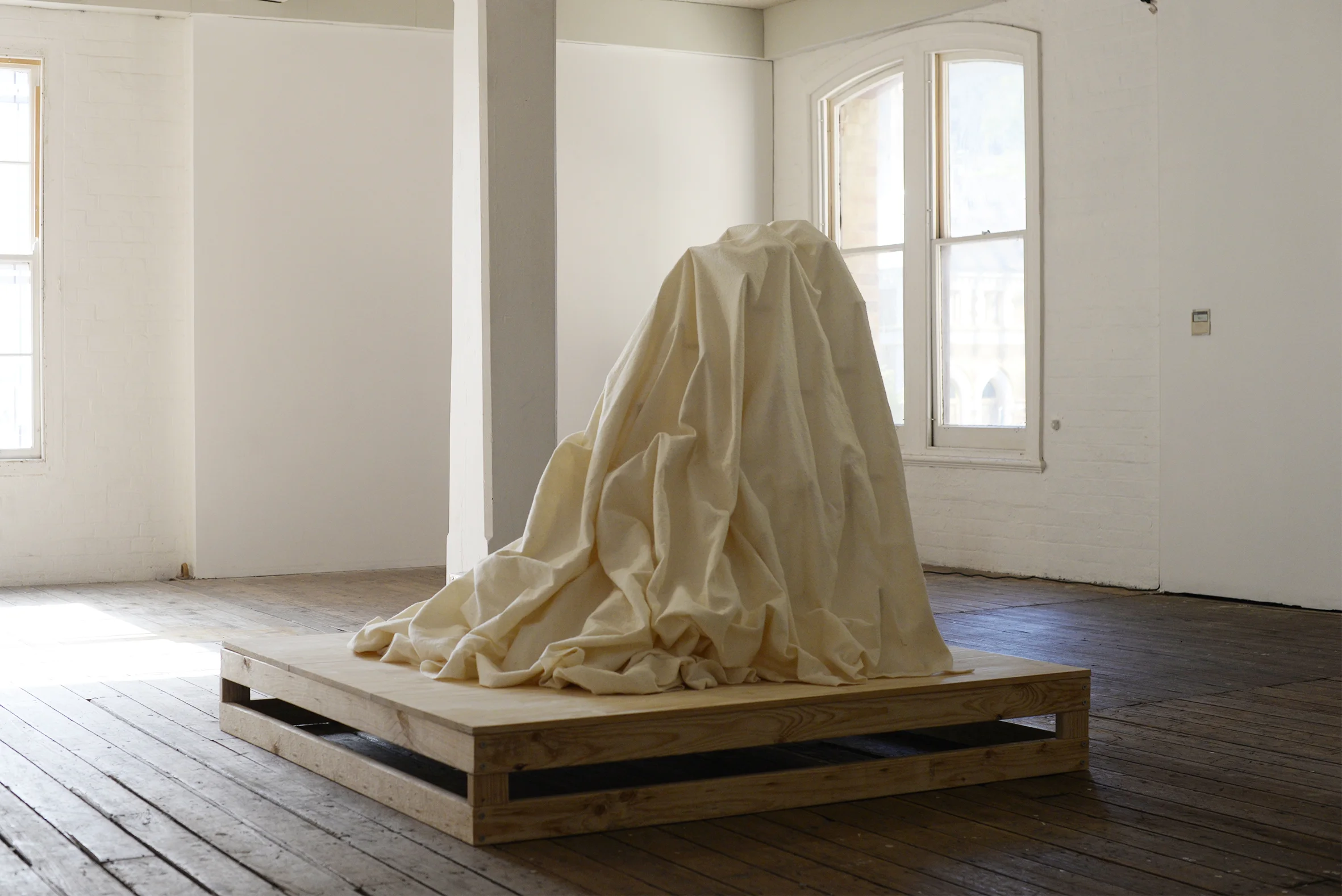 Installation of The height of a Mountain, width of a valley exhibition at Metro Arts. Collaborative exhibition with Bridie Gillman and Kylie Spear based on residency in Taylors Arm (NSW). Photograph by Bridie Gillman.