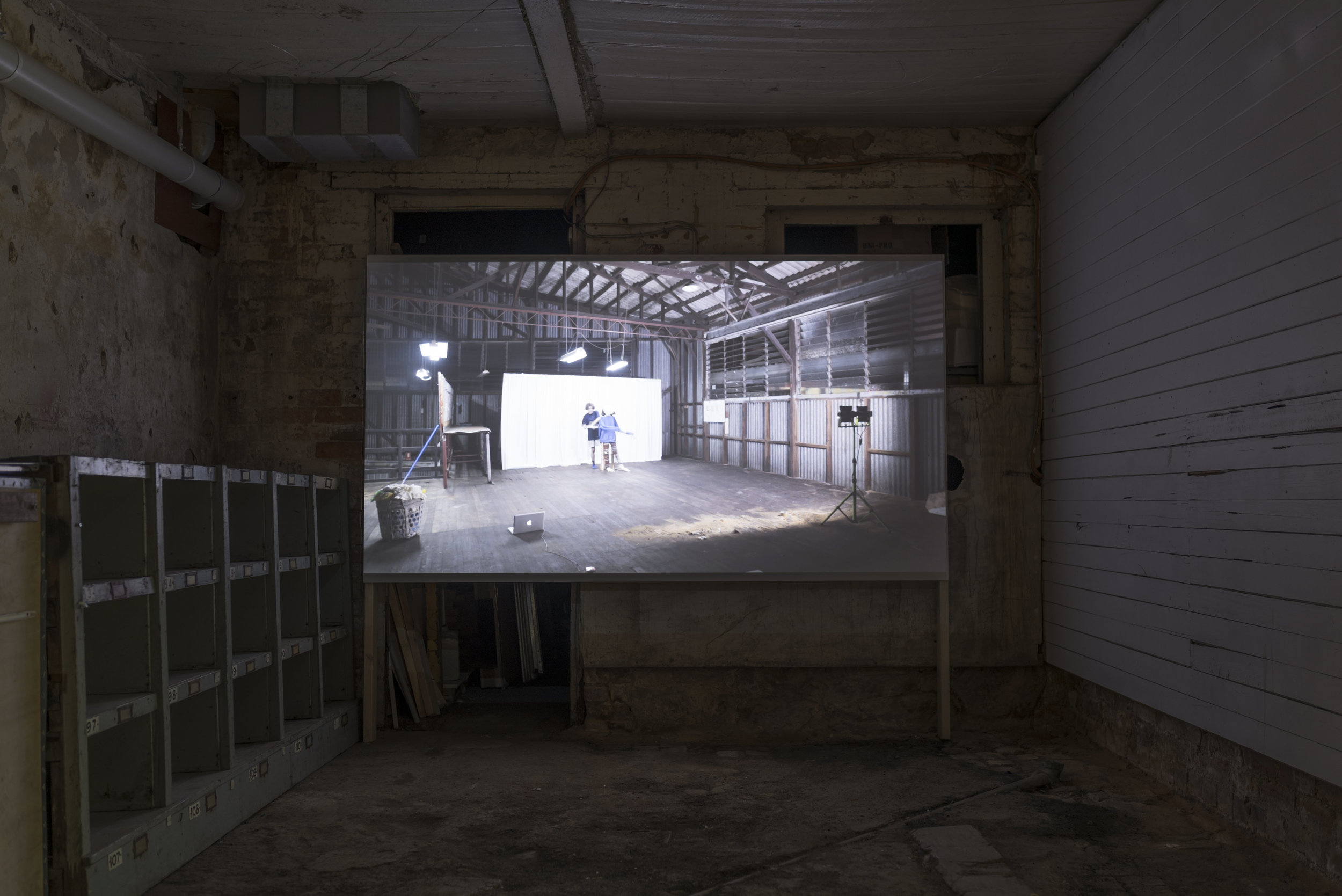   Slow Movement Sequence,&nbsp; video installation at Visual Bulk.  Photograph by Lucy Parakhina. 