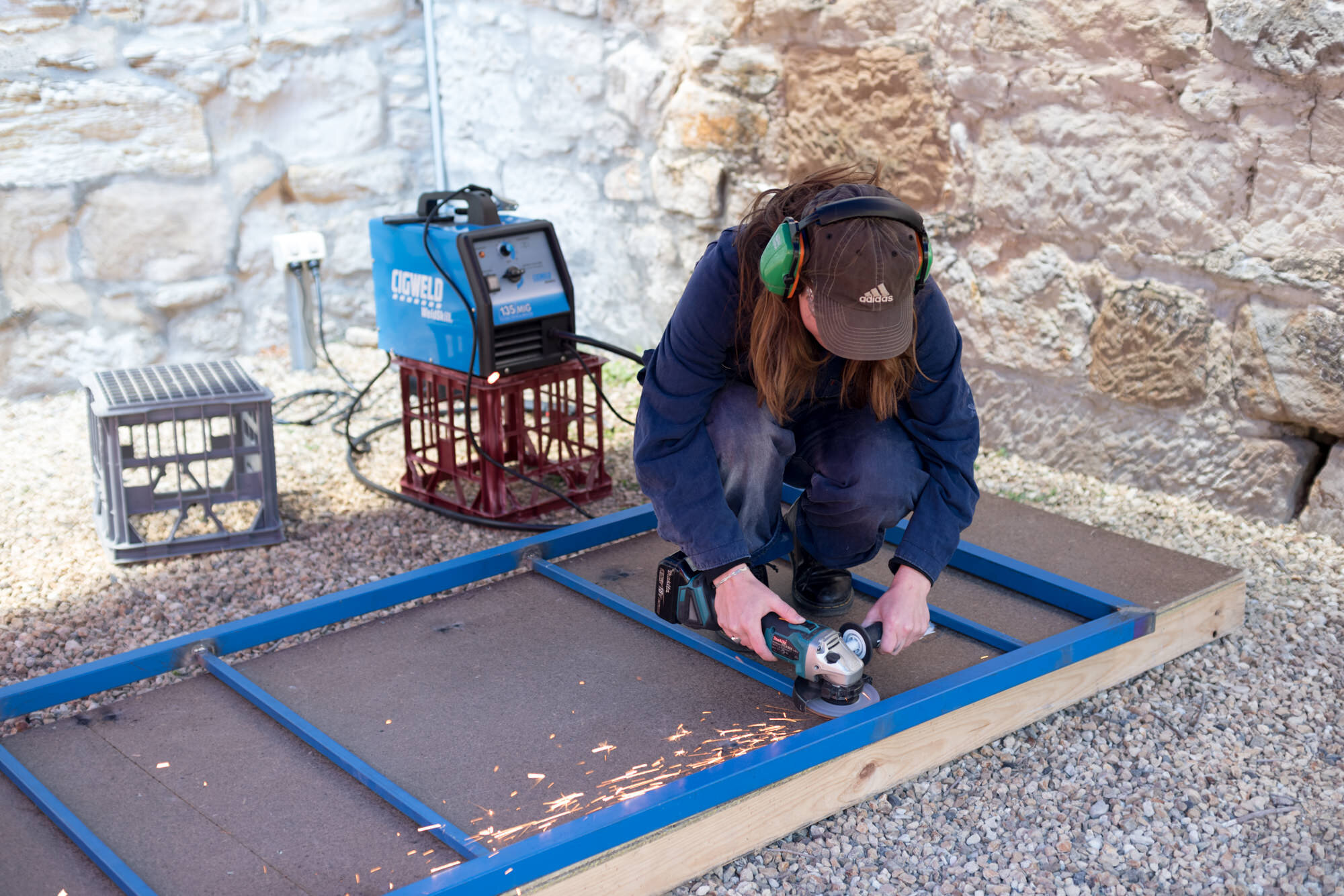  This iteration of a  A Set of New Skills  was adapted for Hobiennale. Seb and Meave from Desire Lines (Sydney) learnt how to weld and made a steel table. The table and work area was used one stop of the Desire Lines walking tour, and later in the fe