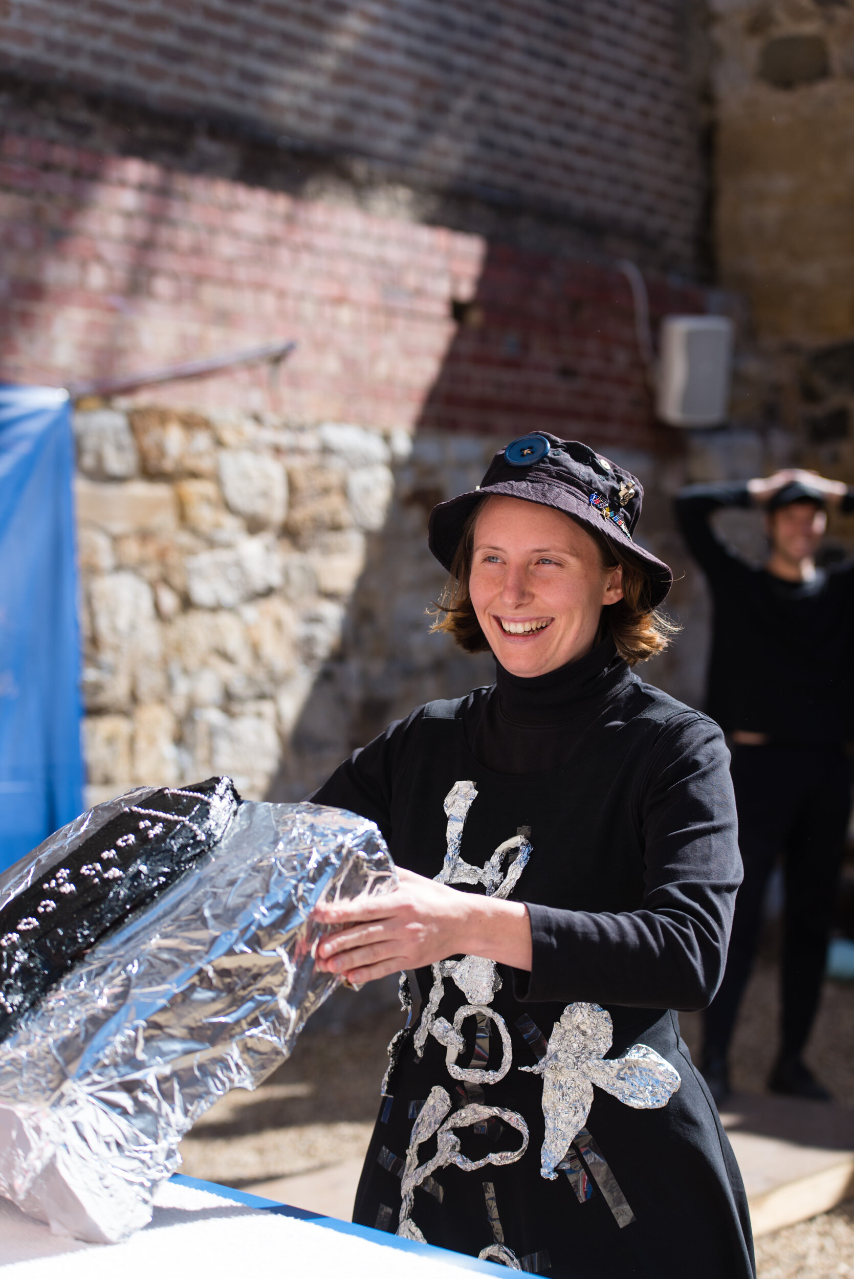 This iteration of a A Set of New Skills was adapted for Hobiennale. Seb and Meave from Desire Lines (Sydney) learnt how to weld and made a steel table. The table and work area was used one stop of the Desire Lines walking tour, and later in the fe
