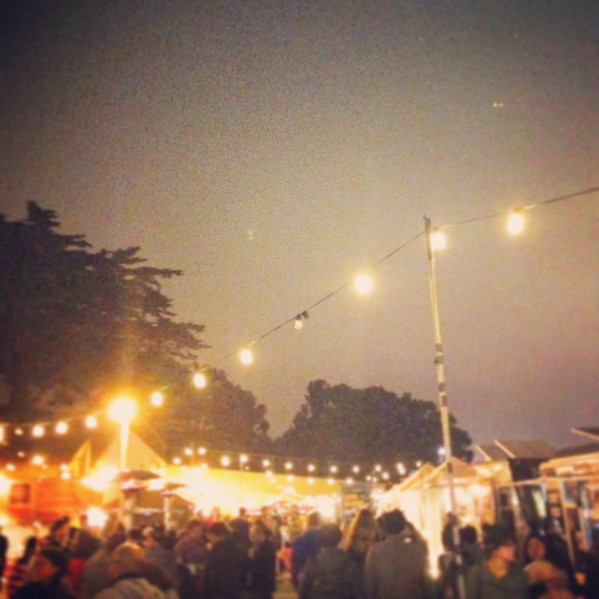 We went to Off the Grid for the first time. Their Fort Mason location on Fridays was just a few blocks from our apartment and always a great time. 20+ delicious food trucks, live music, and cocktail tent set against a back drop of the water and Golden Gate bridge while the sun is setting. I mean really it doesn't get much better. They have locations in several places around the city and I'm sure their great, but I absolutely recommend checking it out. 