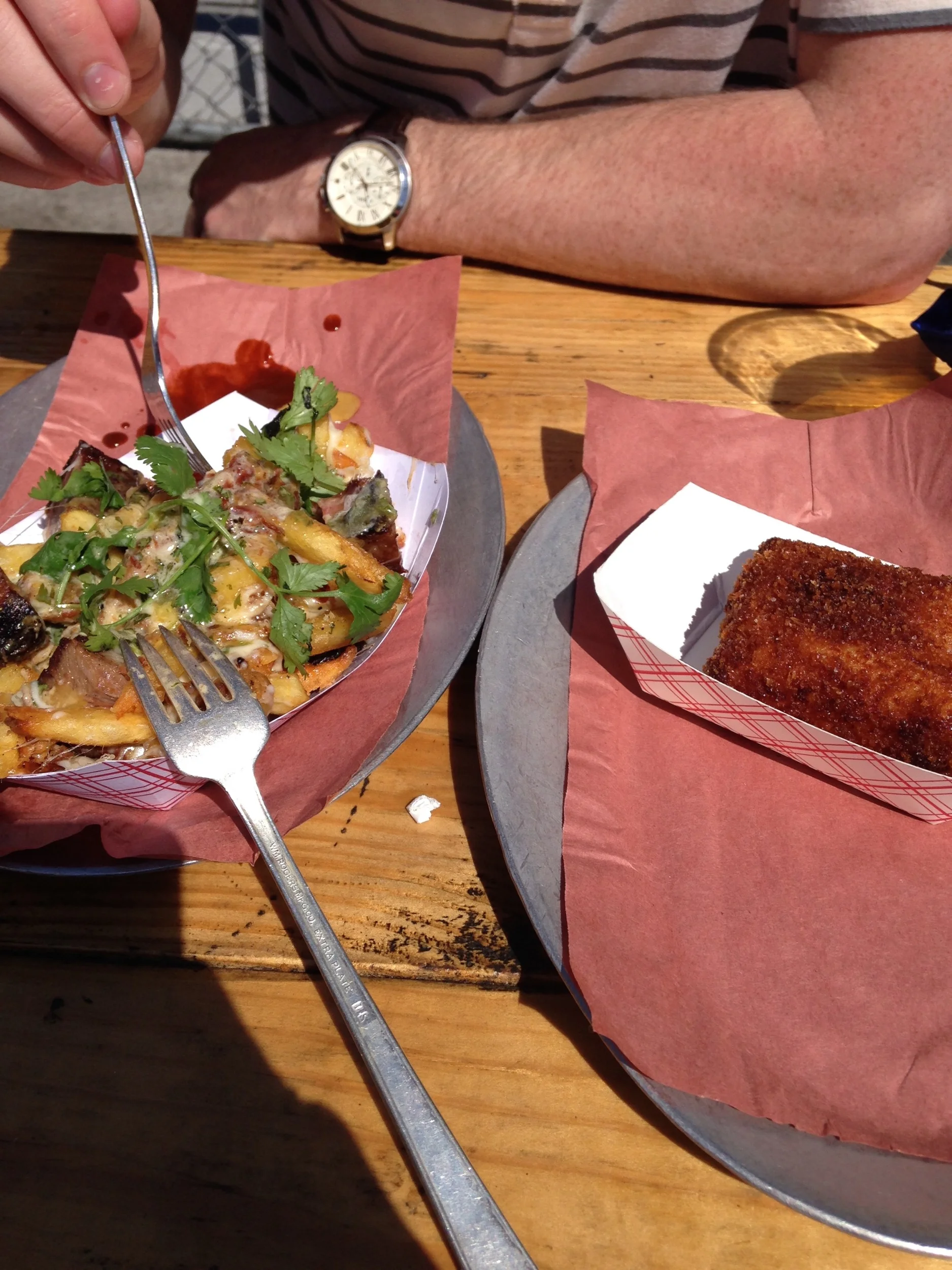 We discovered 4505 Barbeque in Nopa. One of our favorite spots for BBQ (xander) and french fries (Allie). Oh, and that breaded block to the left is fried macaroni and cheese. Yup, now you want some. 