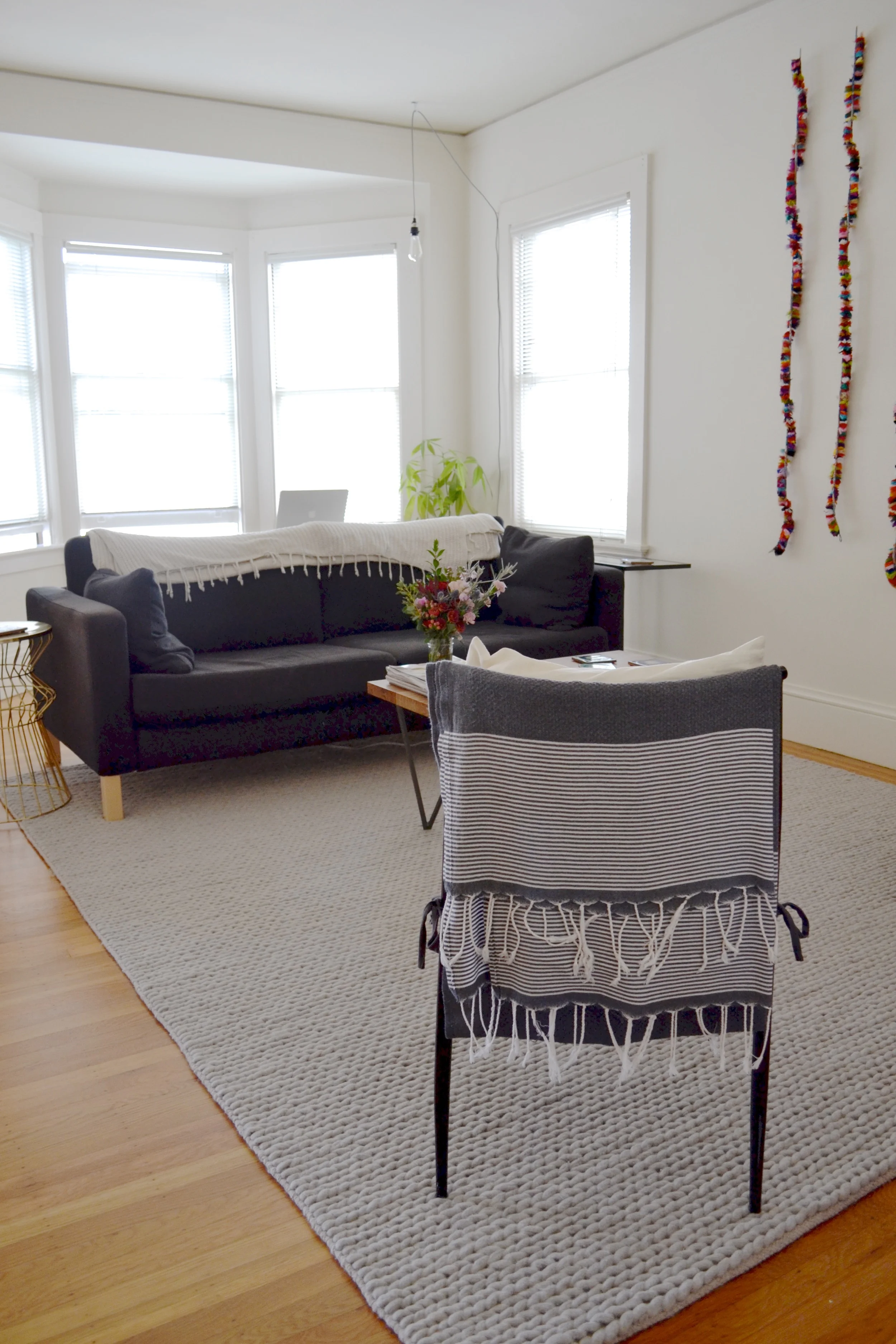 Here's a shot of rug #3 in our old living room and a close up below. 