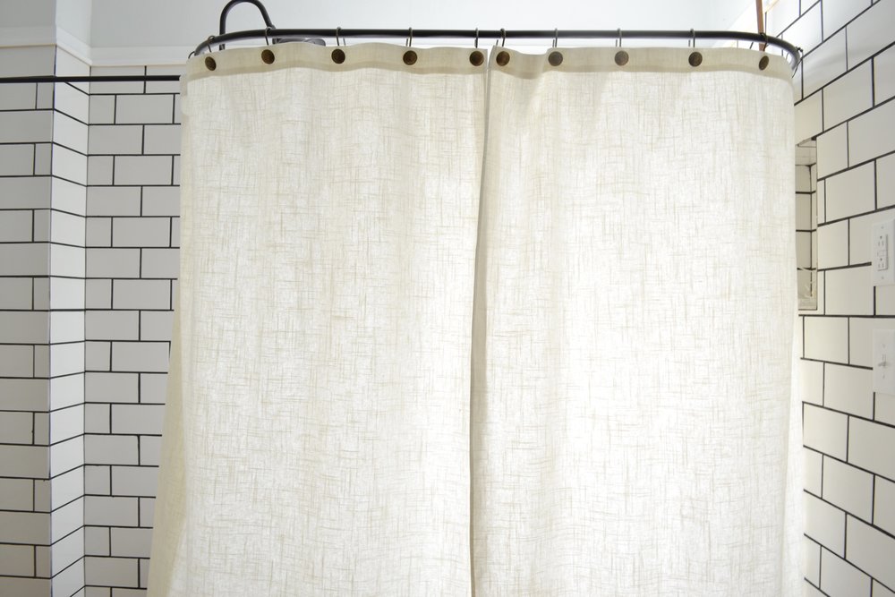 A Diy Clawfoot Tub Shower Curtain For, Homemade Shower Curtain Weights