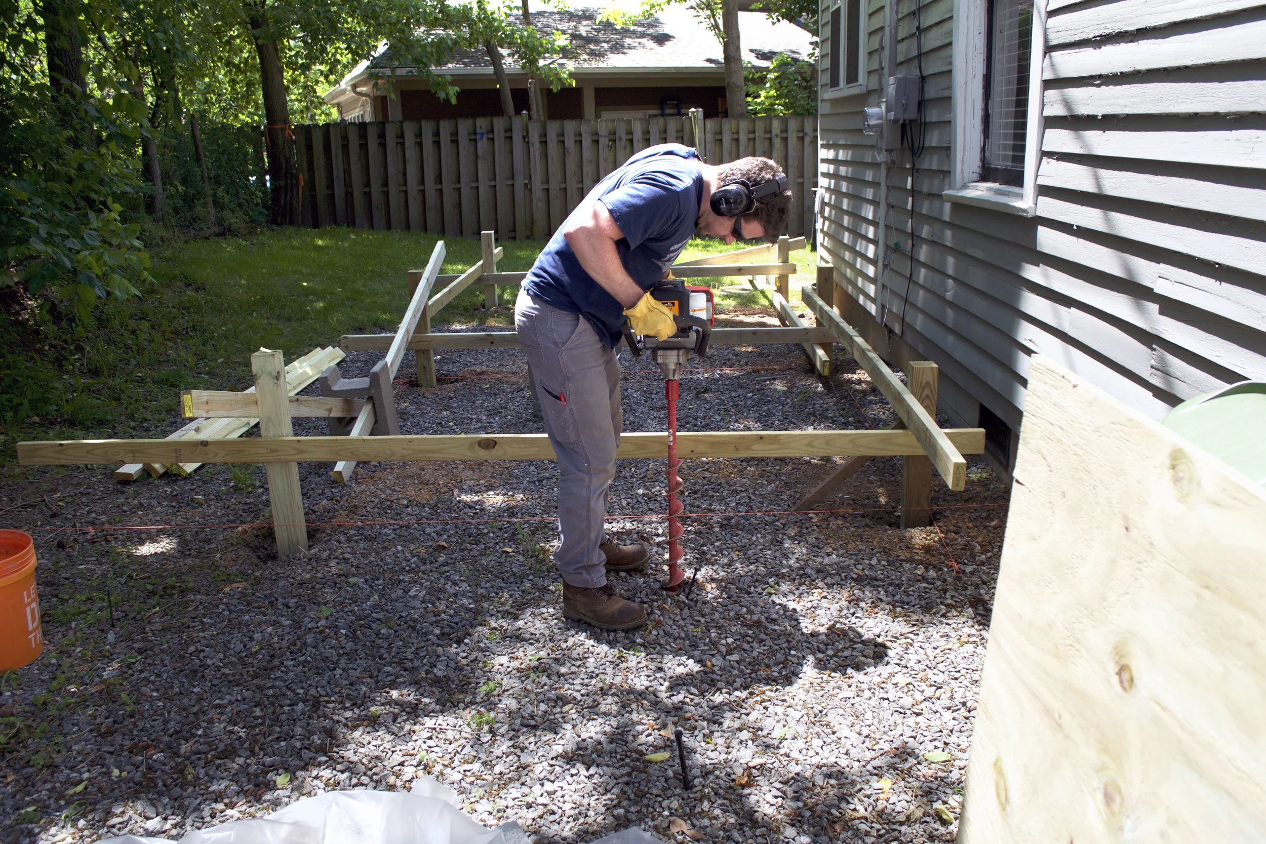 Auguring the post holes