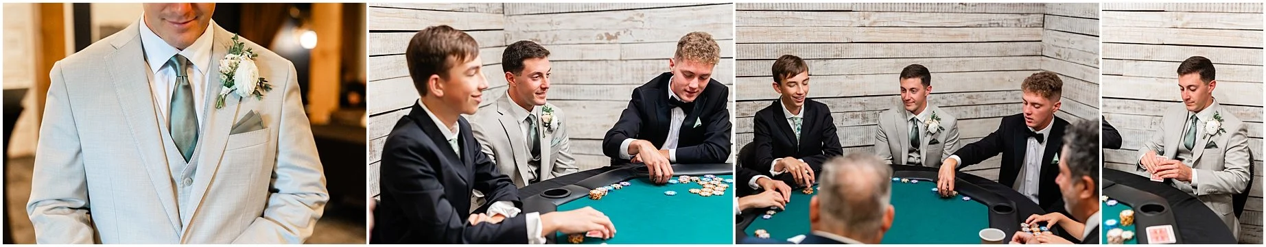 groom prep at ramble creek, groom's suite poker table