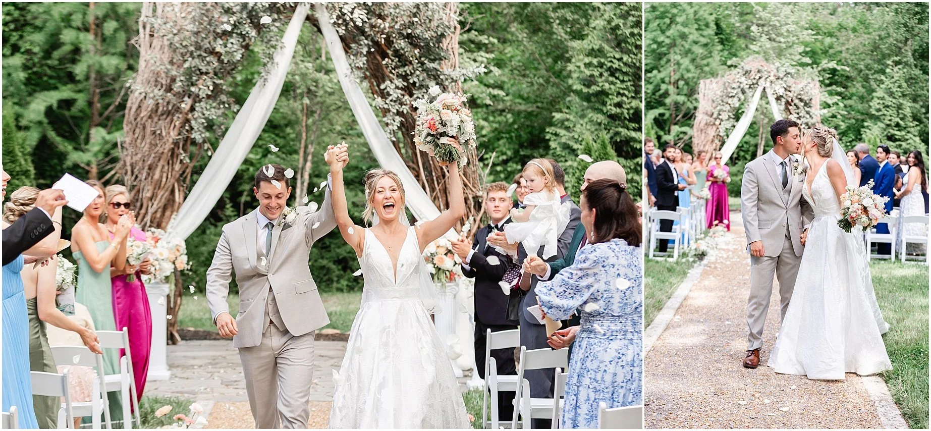 bride and groom ceremony confetti flower petals ceremony exit