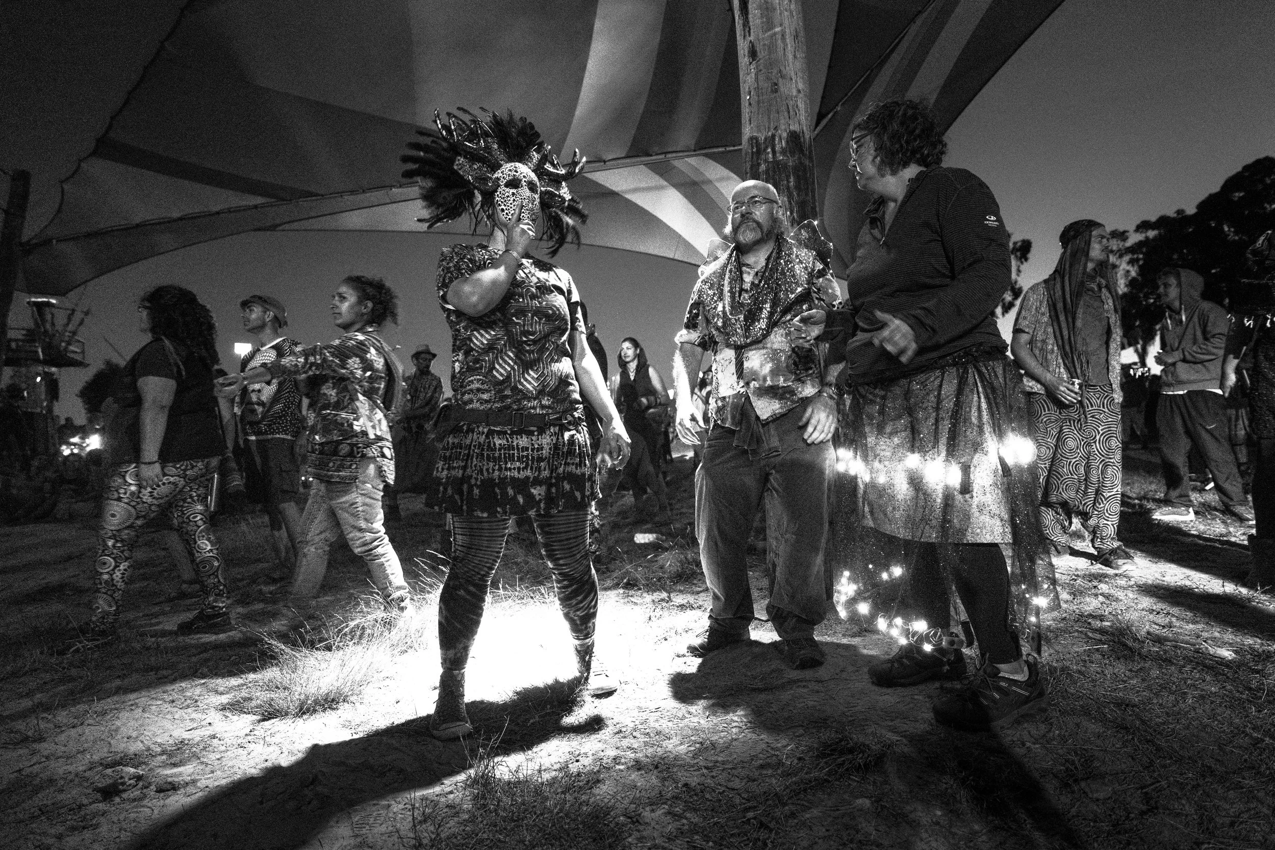 " RAINBOW SERPENT FESTIVAL" Documentary series. This years festival is vastly different from when I went many years ago. It has grown in enormity but also in creativity. Many artists and festival goers have contributed to creating a great space for the festival. From the costumes to the sculptures to the lighting to the stages it is an inspiring display and playground. The lighting at night and the dust in the atmosphere kicked up by thousands of dancers all contributed to some amazing visual ambience that made photographing the festival a great pleasure. See the video that goes with this series here.
