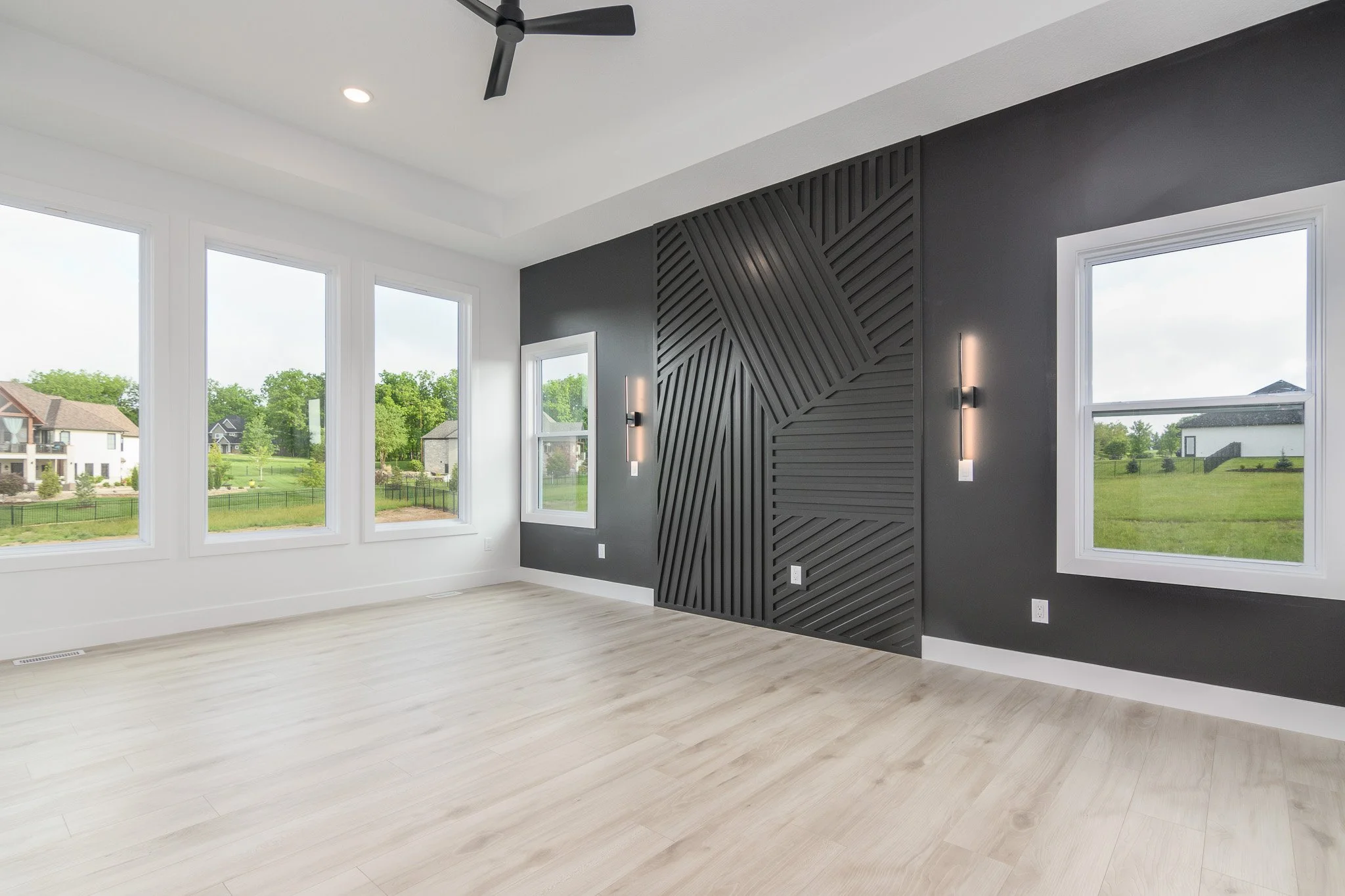 Master Bedroom - Trim Accent Wall - Black accent wall - Custom Home.jpg