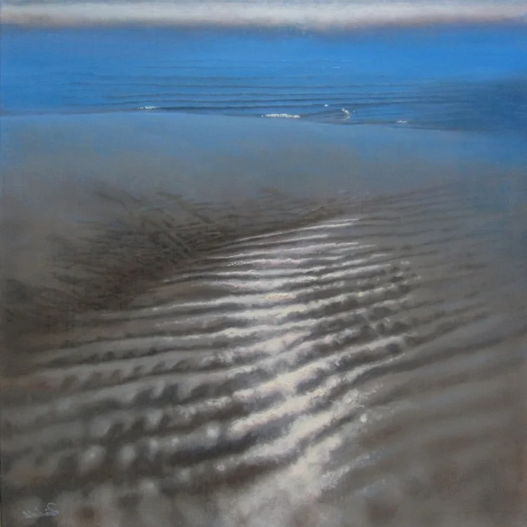 rill, 20 x 20 in, oil on canvas. Painting by Reinhold Schwenk.