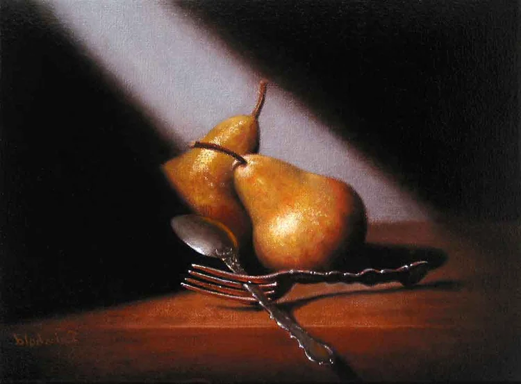 pairs, 9 x 12 in, oil on linen. Painting by Reinhold Schwenk.