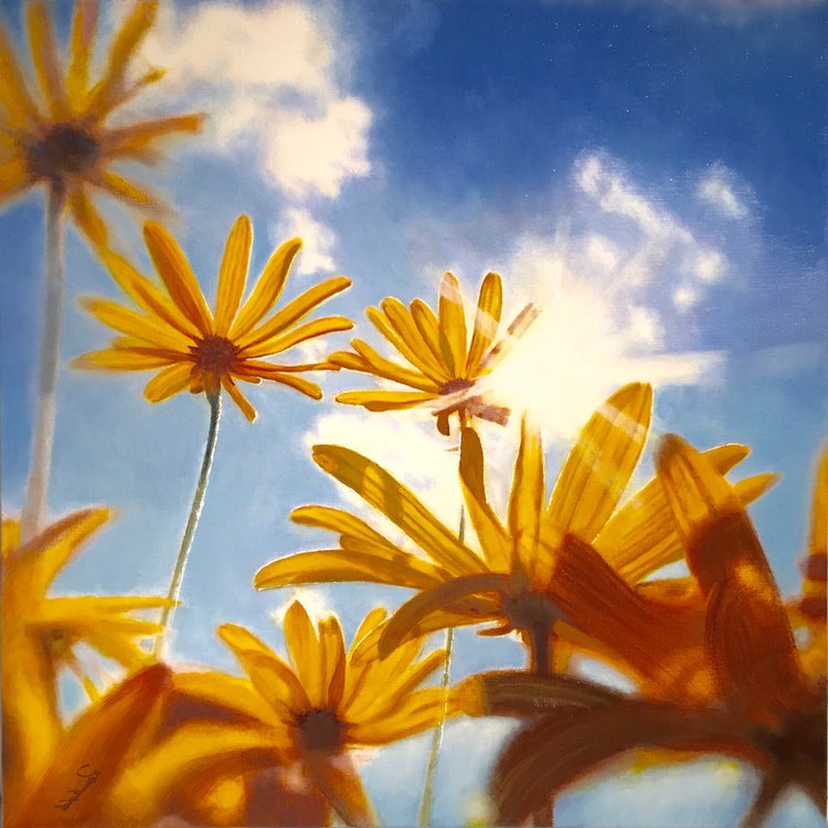 field of depth, 20 x 20 in, oil on canvas. Painting by Reinhold Schwenk.