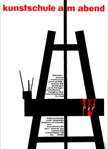 Early poster design by Reinhold: kunstschule am abend